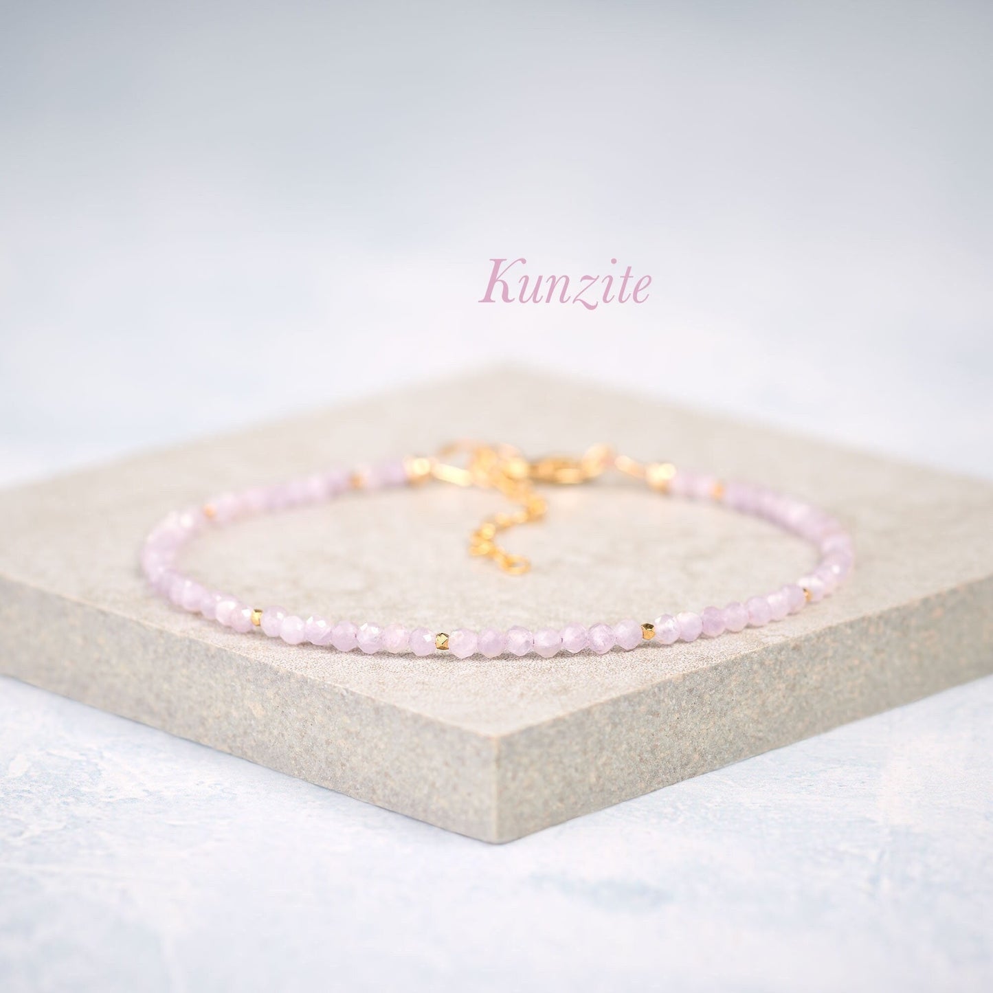 Dainty Kunzite Gemstone Bracelet (2mm)