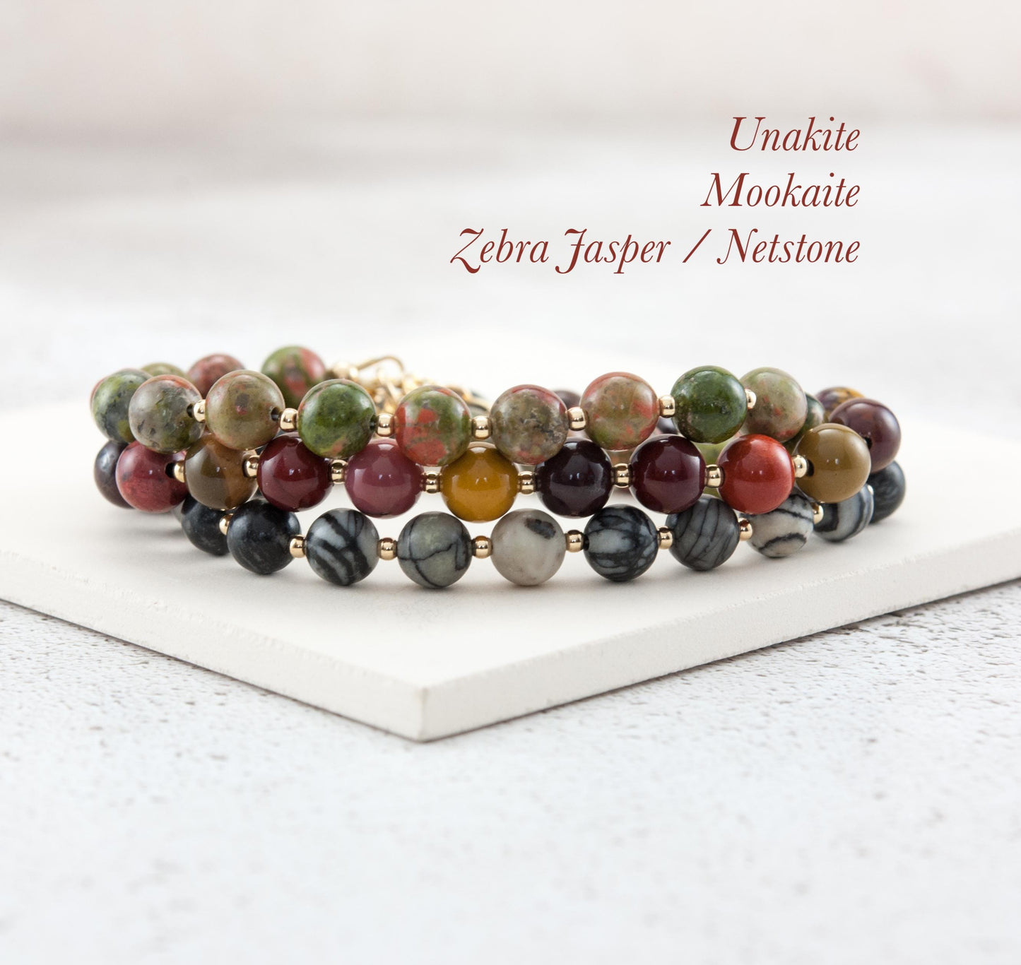 Netstone / Spider Web Jasper Gemstone Bracelet