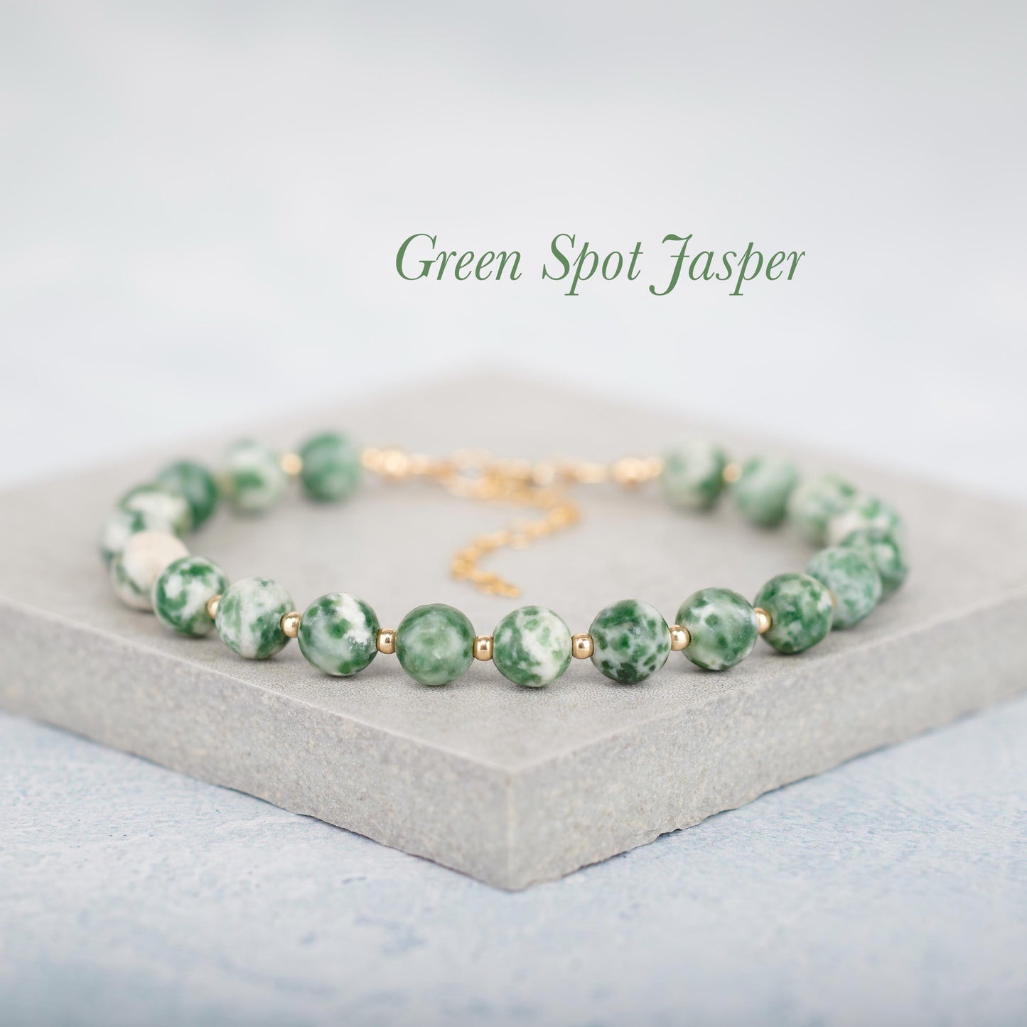 Green Spot Jasper Gemstone Bracelet