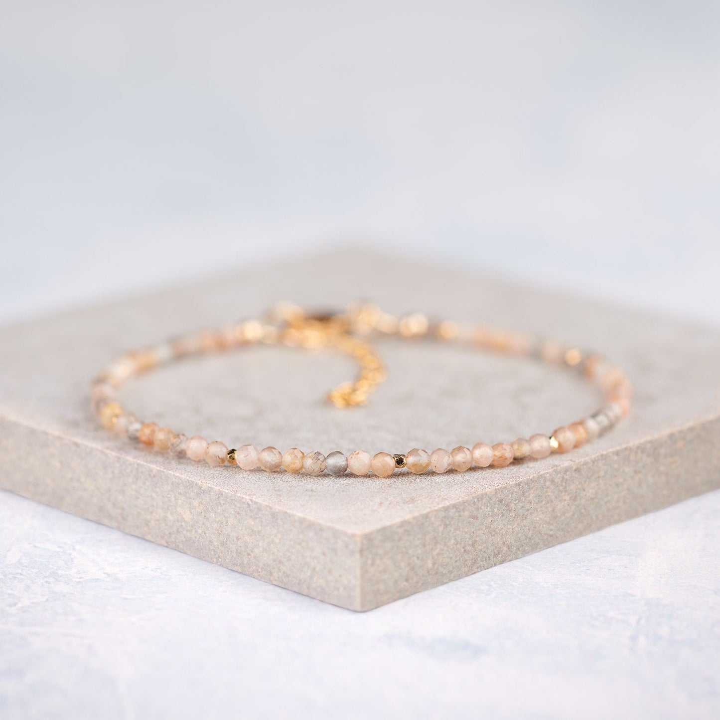 Dainty Sunstone and Moonstone Gemstone Necklace