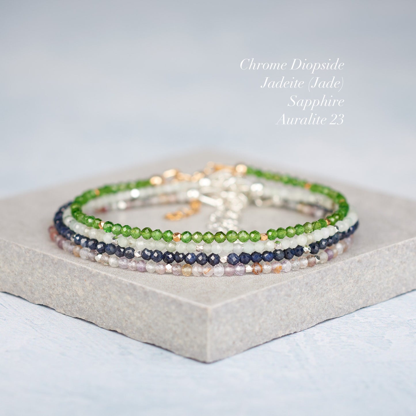 Chrome Diopside Dainty Gemstone Bracelet (AAA Grade)
