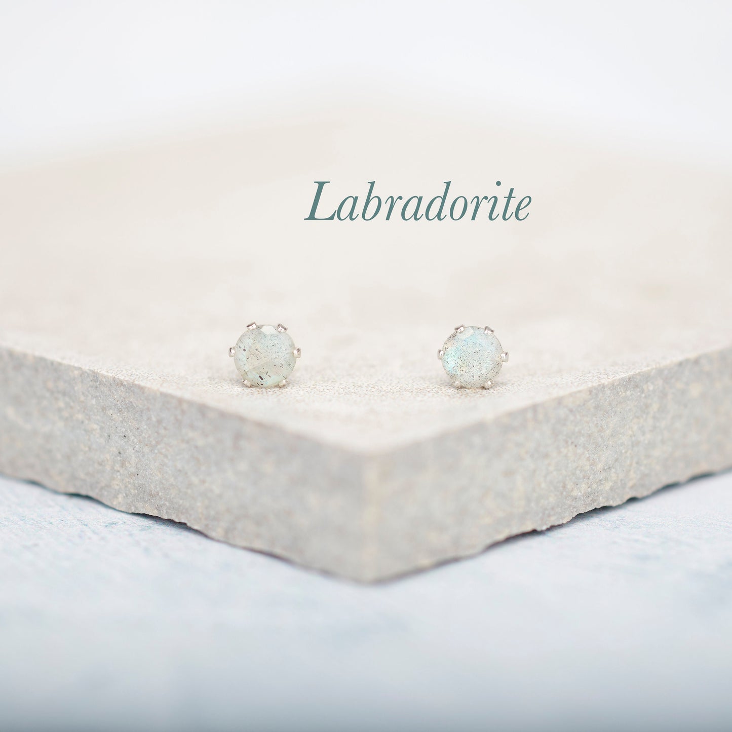Dainty Labradorite Gemstone Stud Earrings