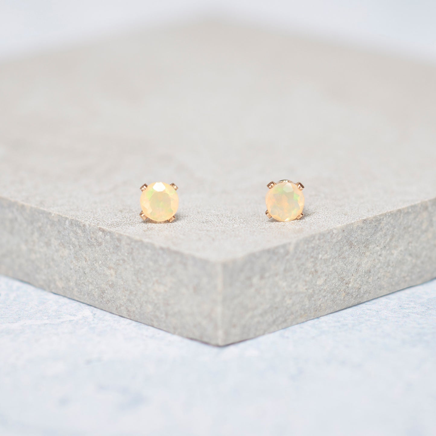 Dainty Ethiopian Opal Gemstone Stud Earrings