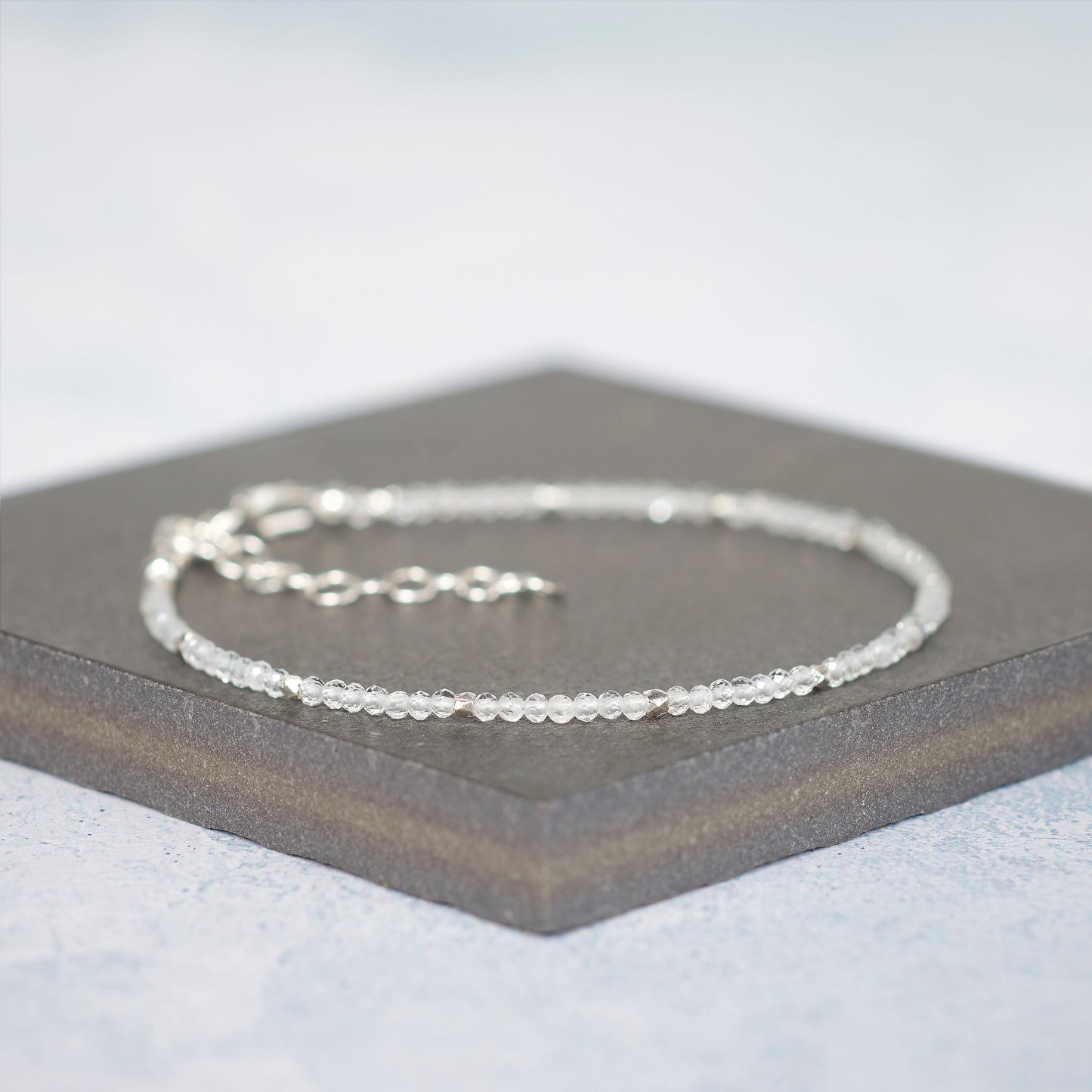 White Topaz Dainty Gemstone Bracelet
