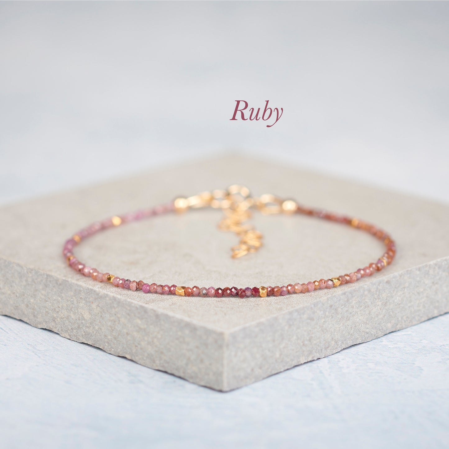 Dainty Ruby Gemstone Bracelet