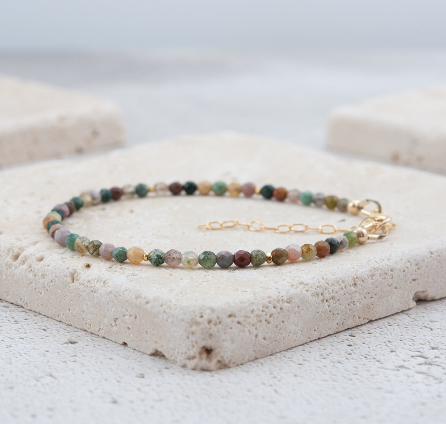 Dainty Indian Agate Gemstone Bracelet