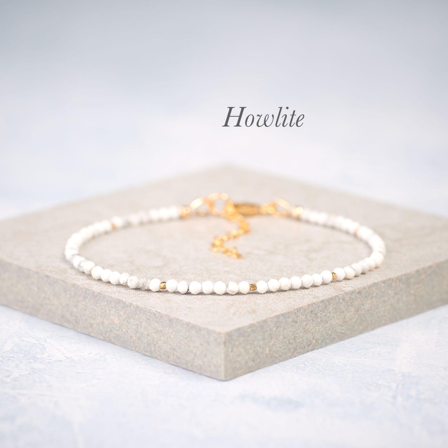 Set Of 3 Dainty Gemstone Stacking Bracelets (Turquoise, Howlite & Chrysocolla)