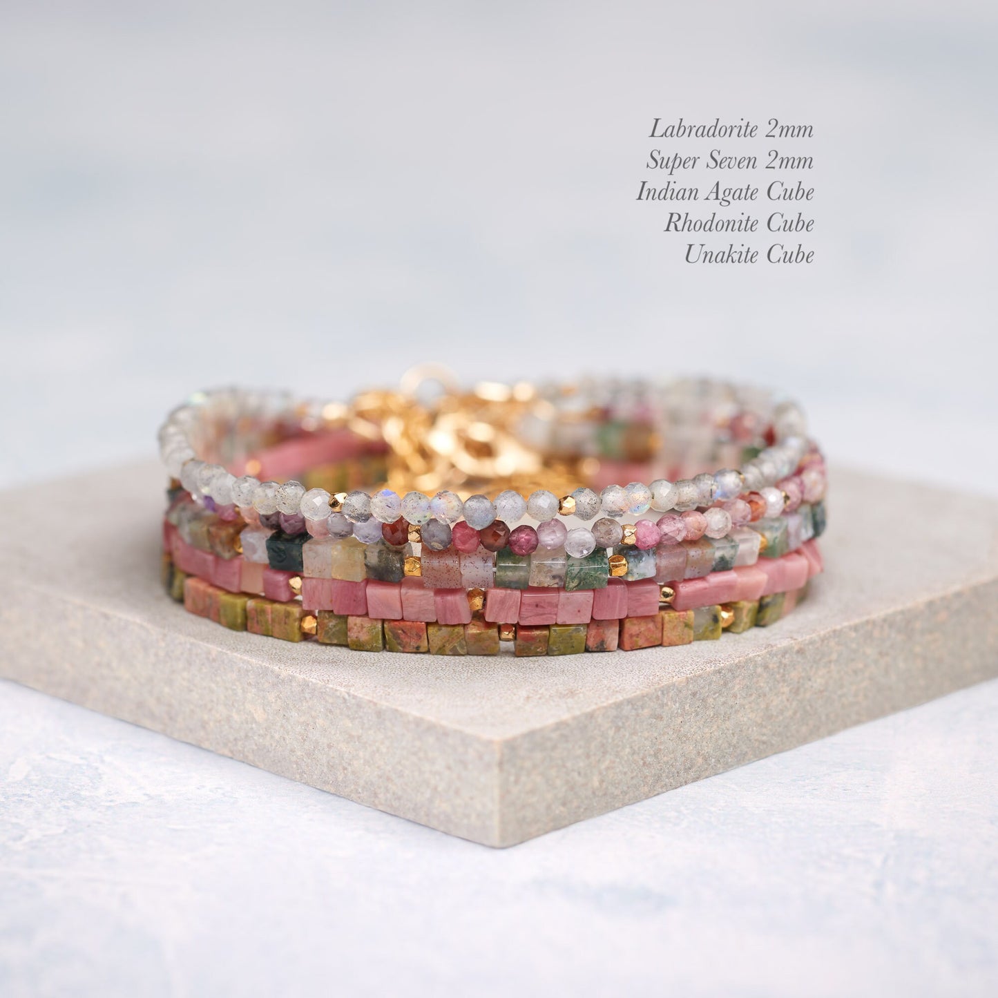 Dainty Labradorite Gemstone Bracelet (2mm)