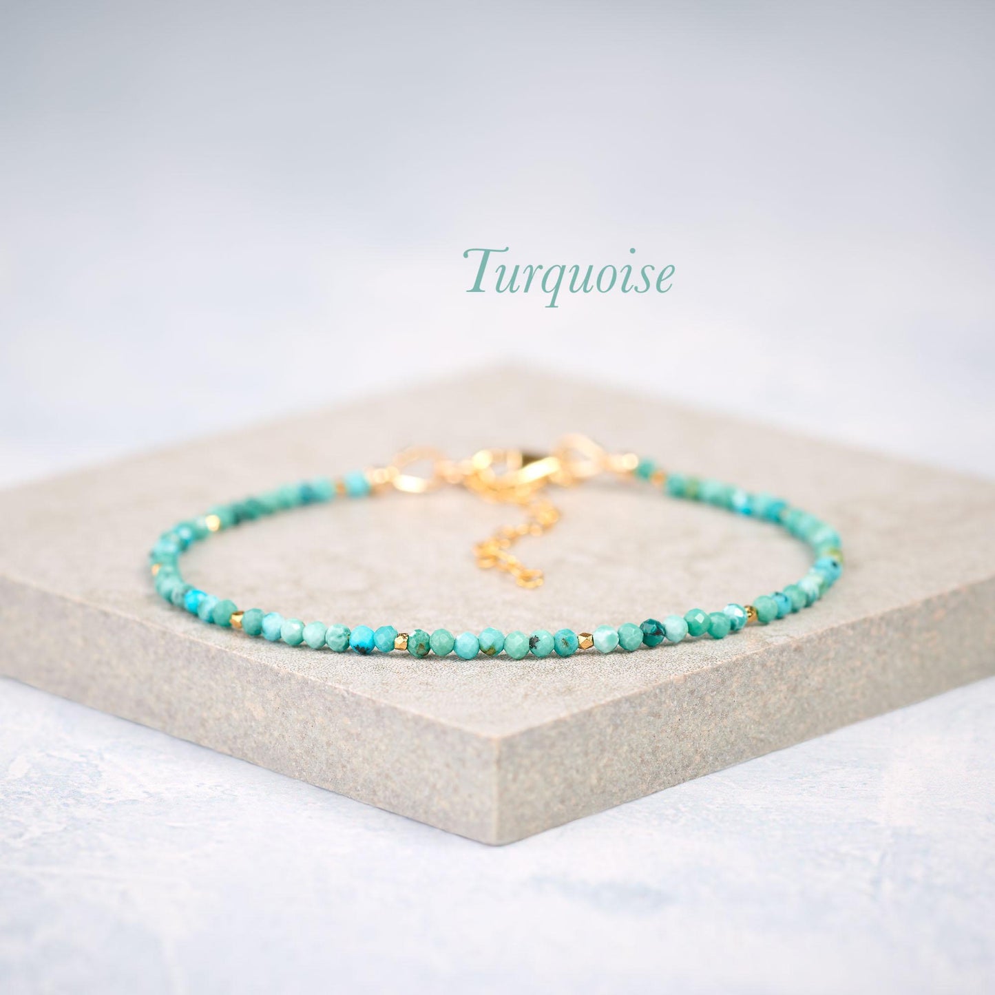 Set Of 3 Dainty Gemstone Stacking Bracelets (Turquoise, Howlite & Chrysocolla)