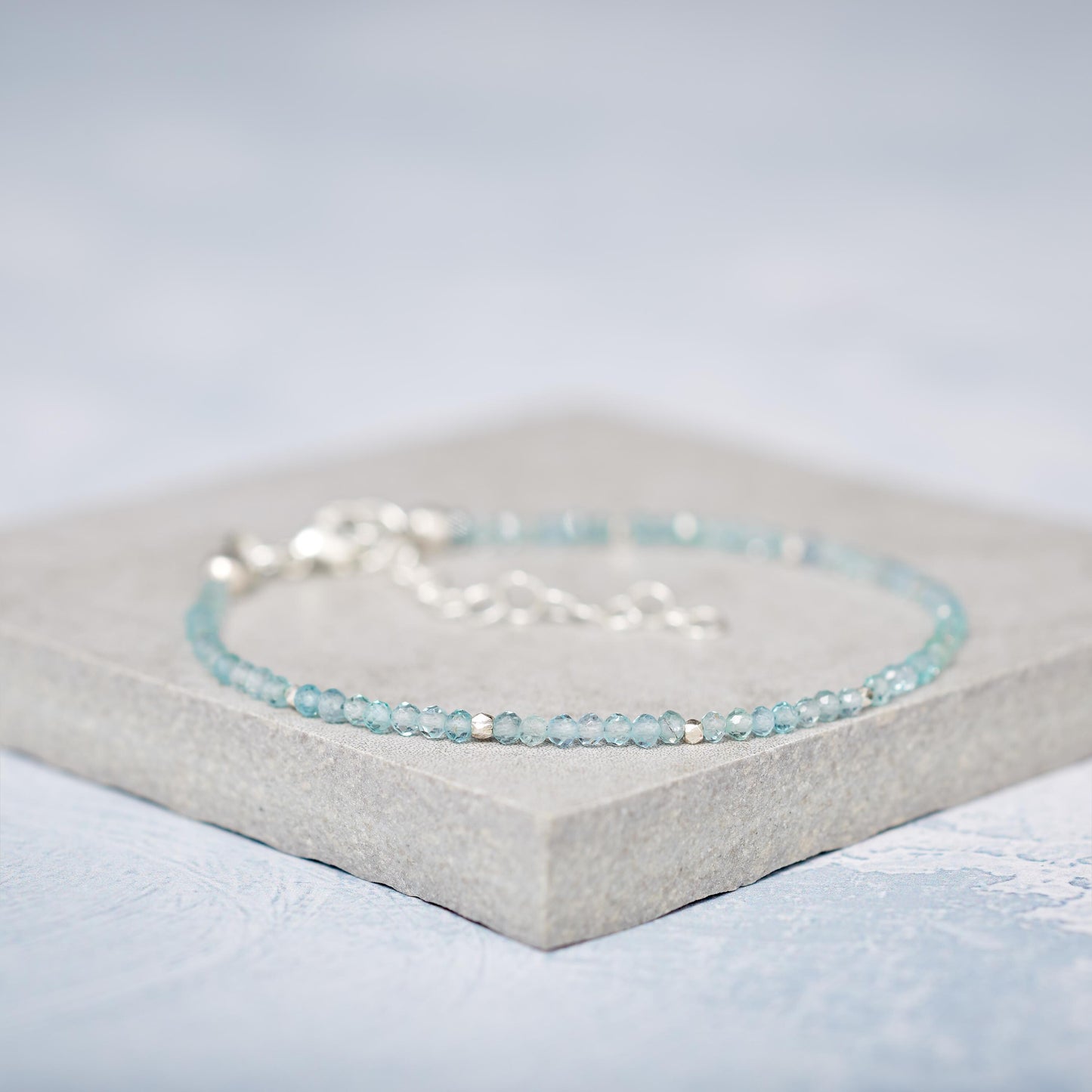 Dainty Aqua Blue Apatite Bracelet