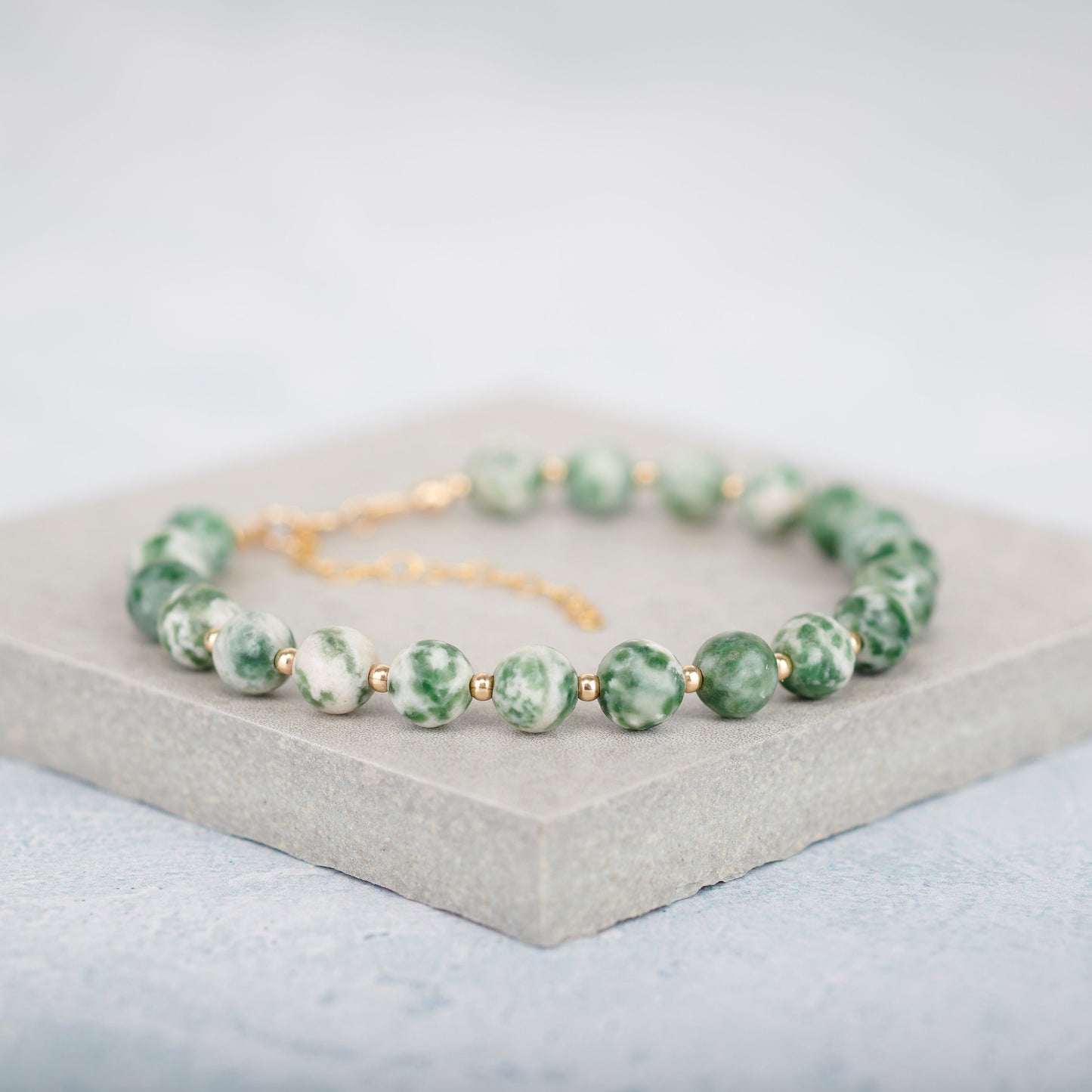 Green Spot Jasper Gemstone Bracelet