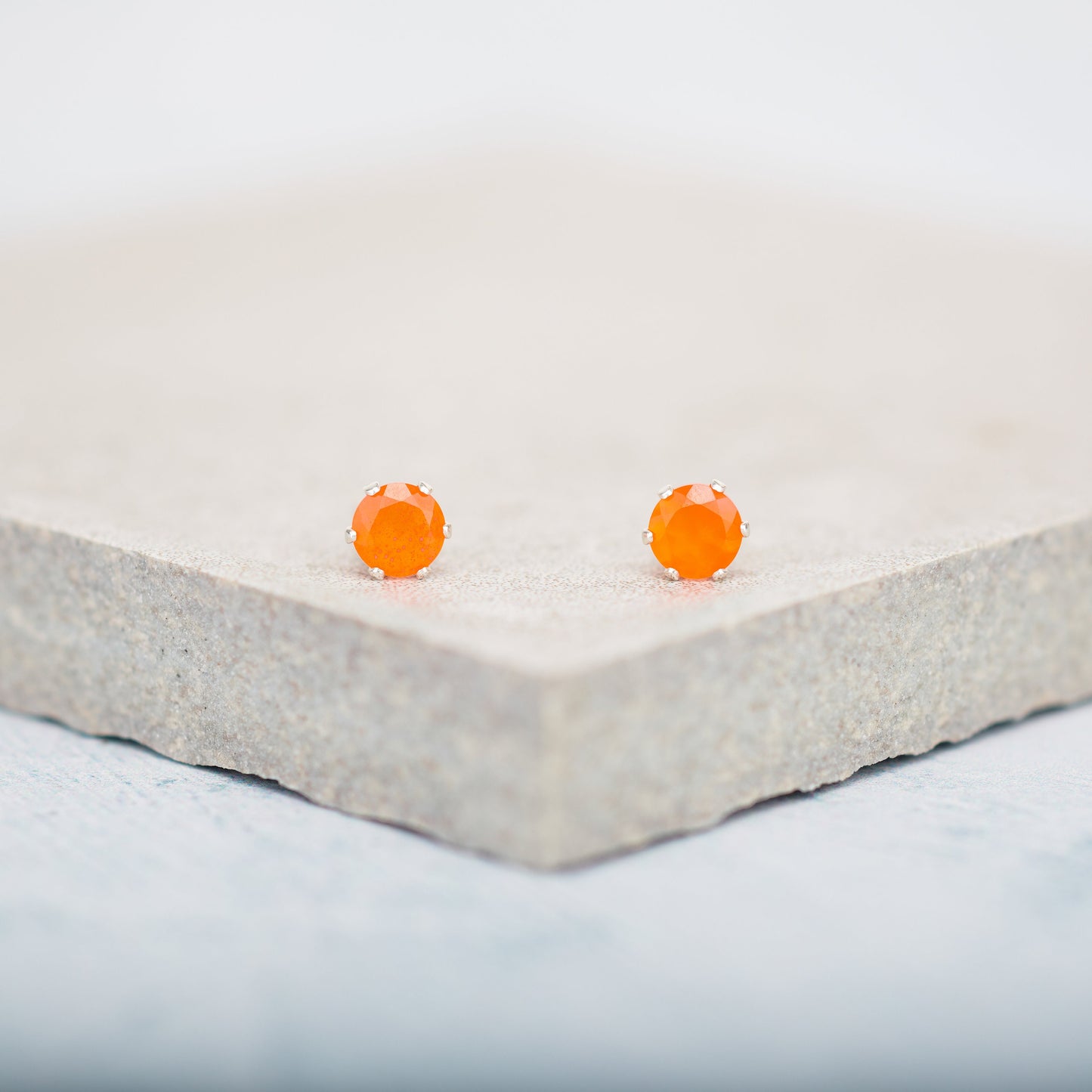 Dainty Carnelian Gemstone Stud Earrings