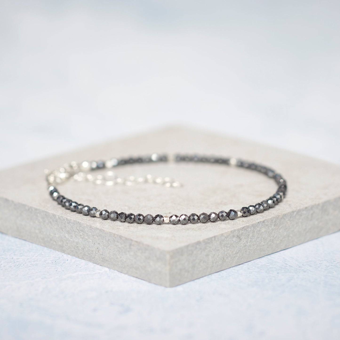 Dainty Hematite Gemstone Bracelet