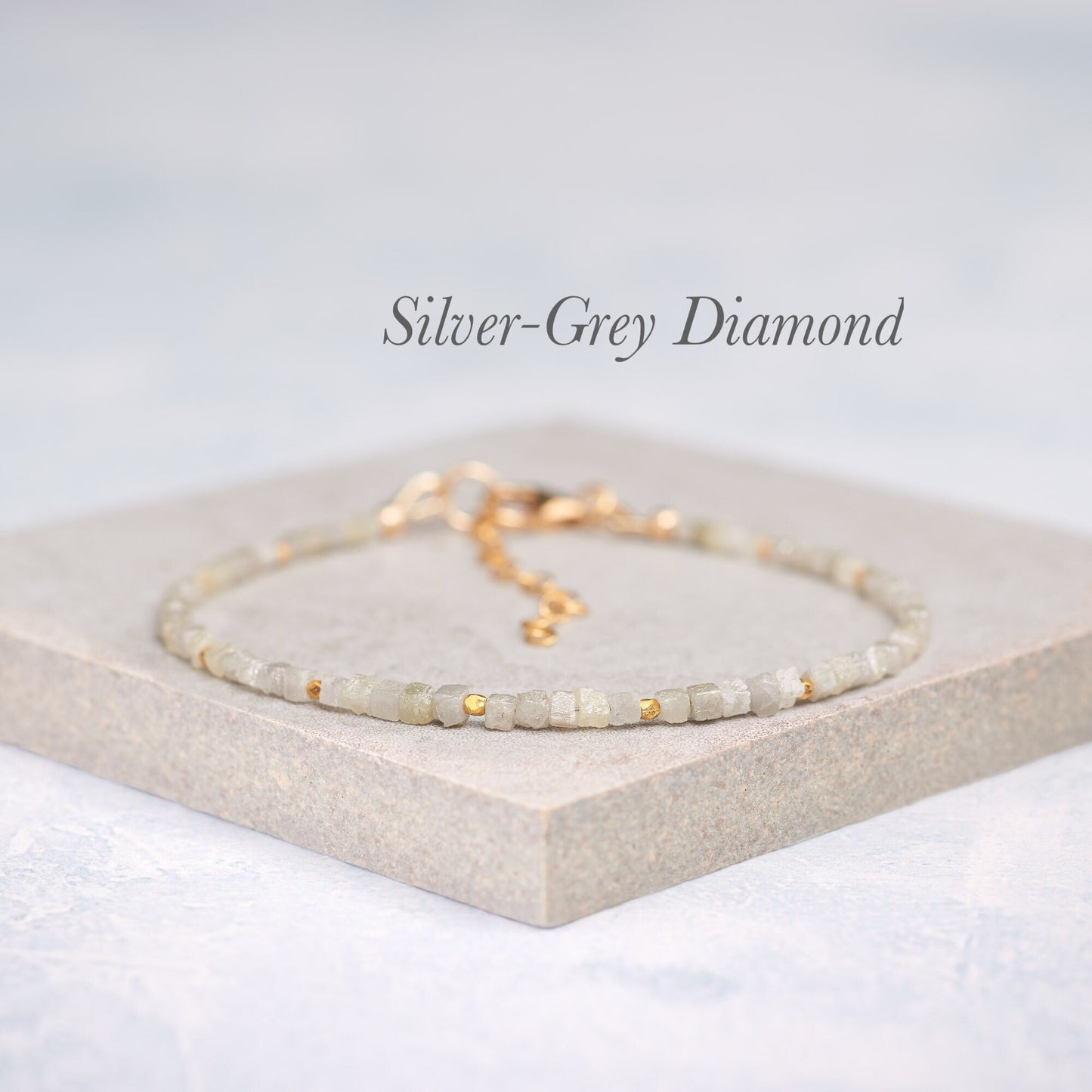Dainty Raw Diamond Cube Bracelet