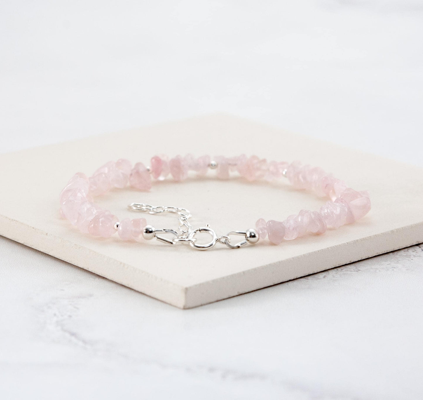 Raw Rose Quartz Gemstone Bracelet