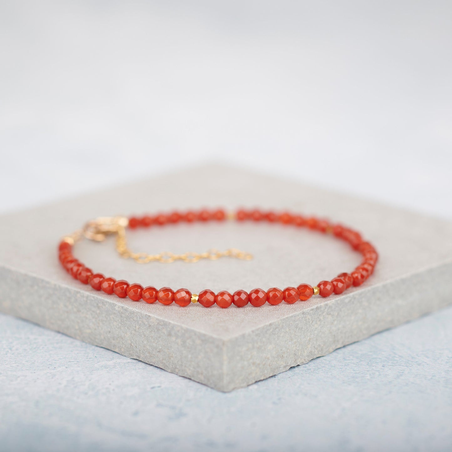 Red Agate Dainty Gemstone Bracelet