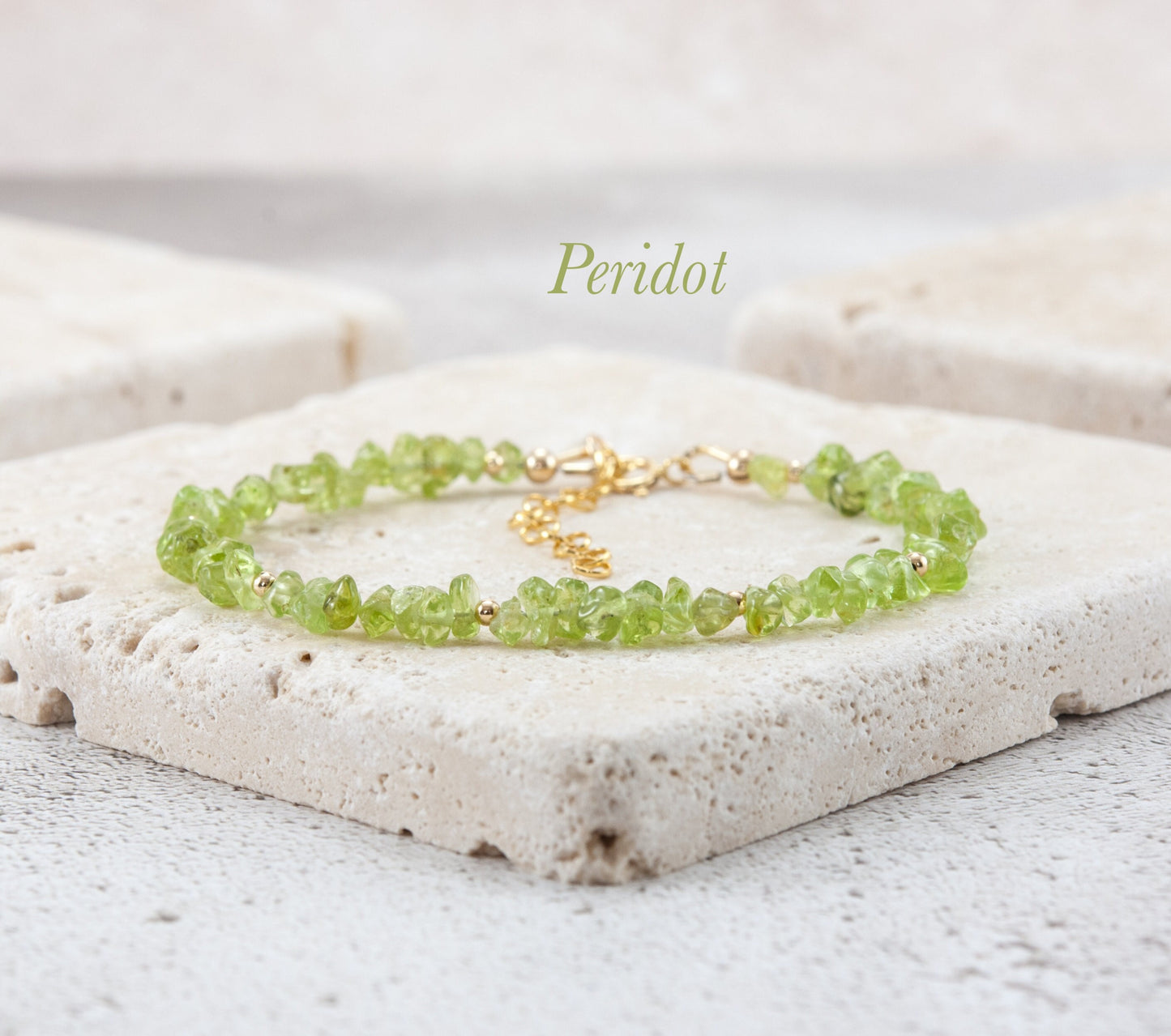 Raw Peridot Gemstone Bracelet