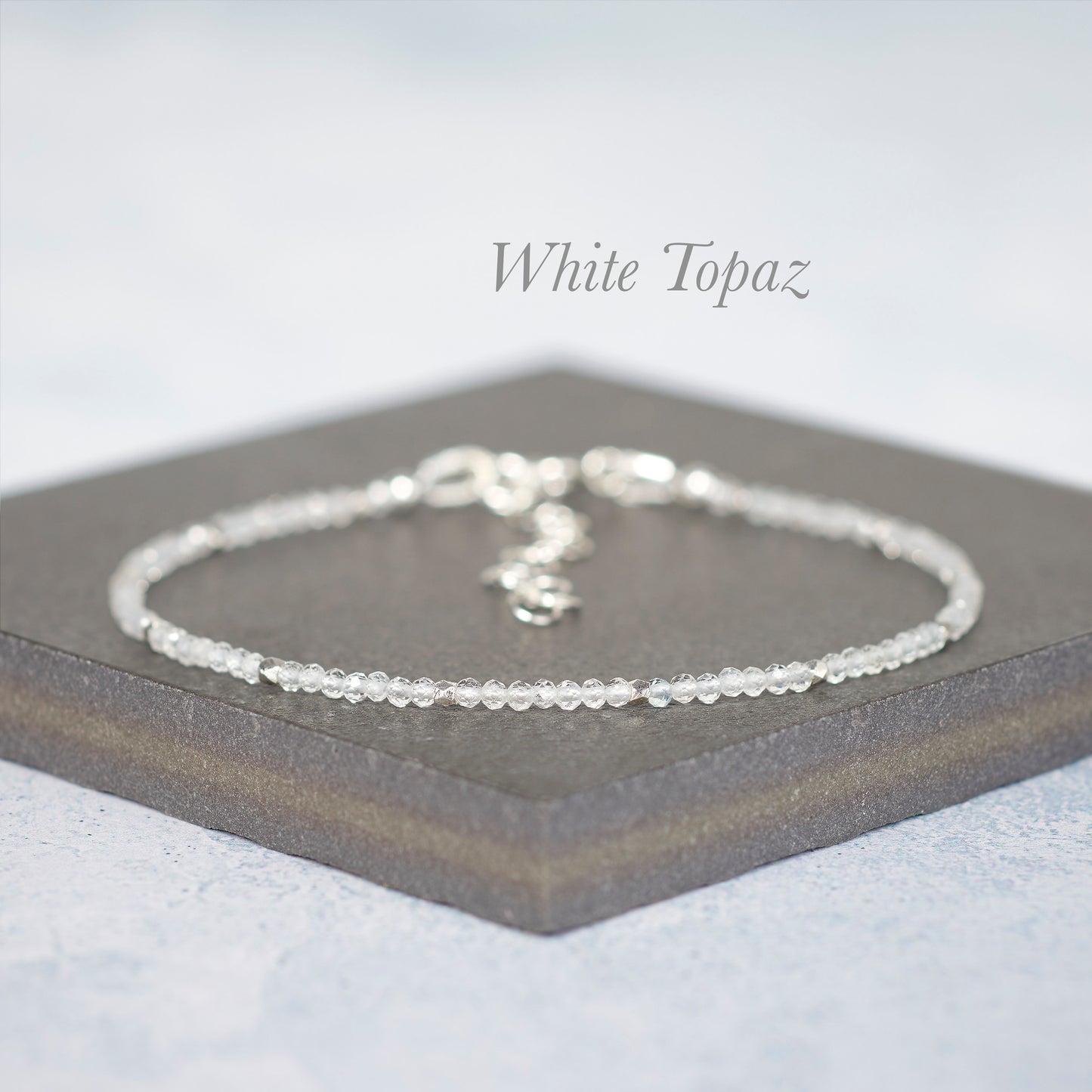 White Topaz Dainty Gemstone Bracelet
