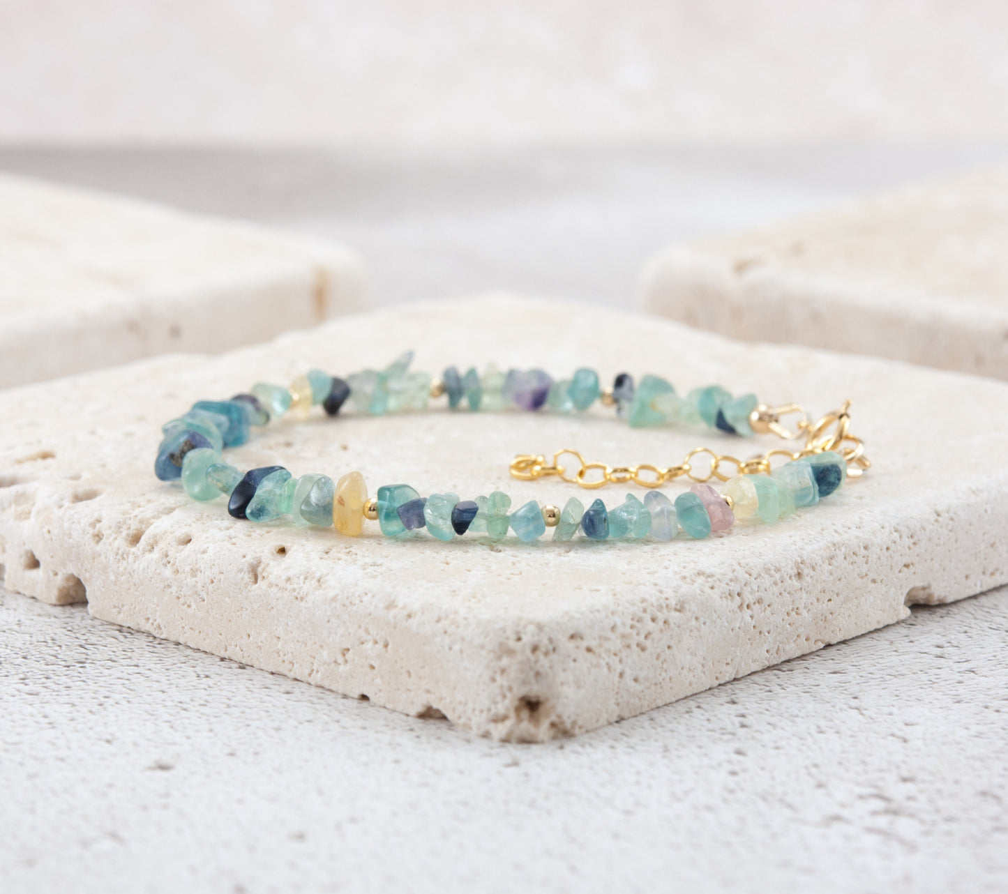 Raw Fluorite Gemstone Bracelet