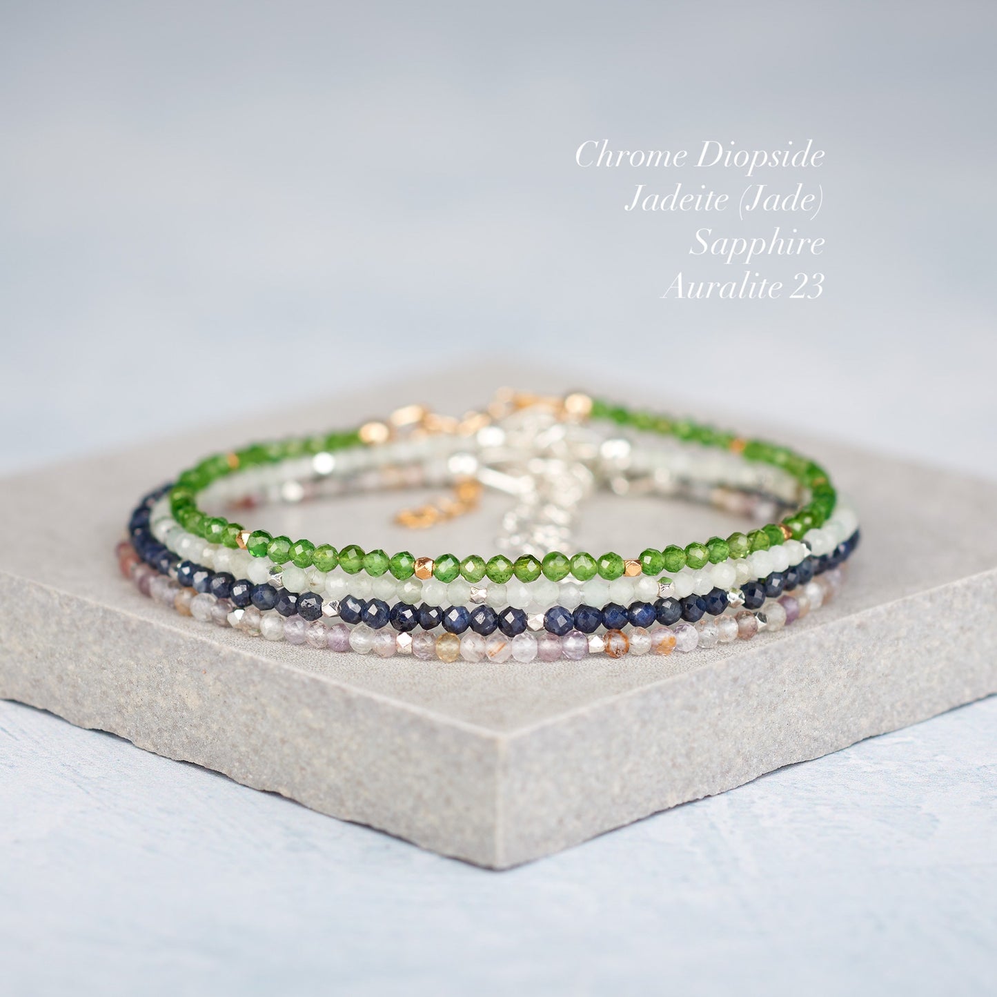 Dainty Jadeite Gemstone Bracelet (2mm)