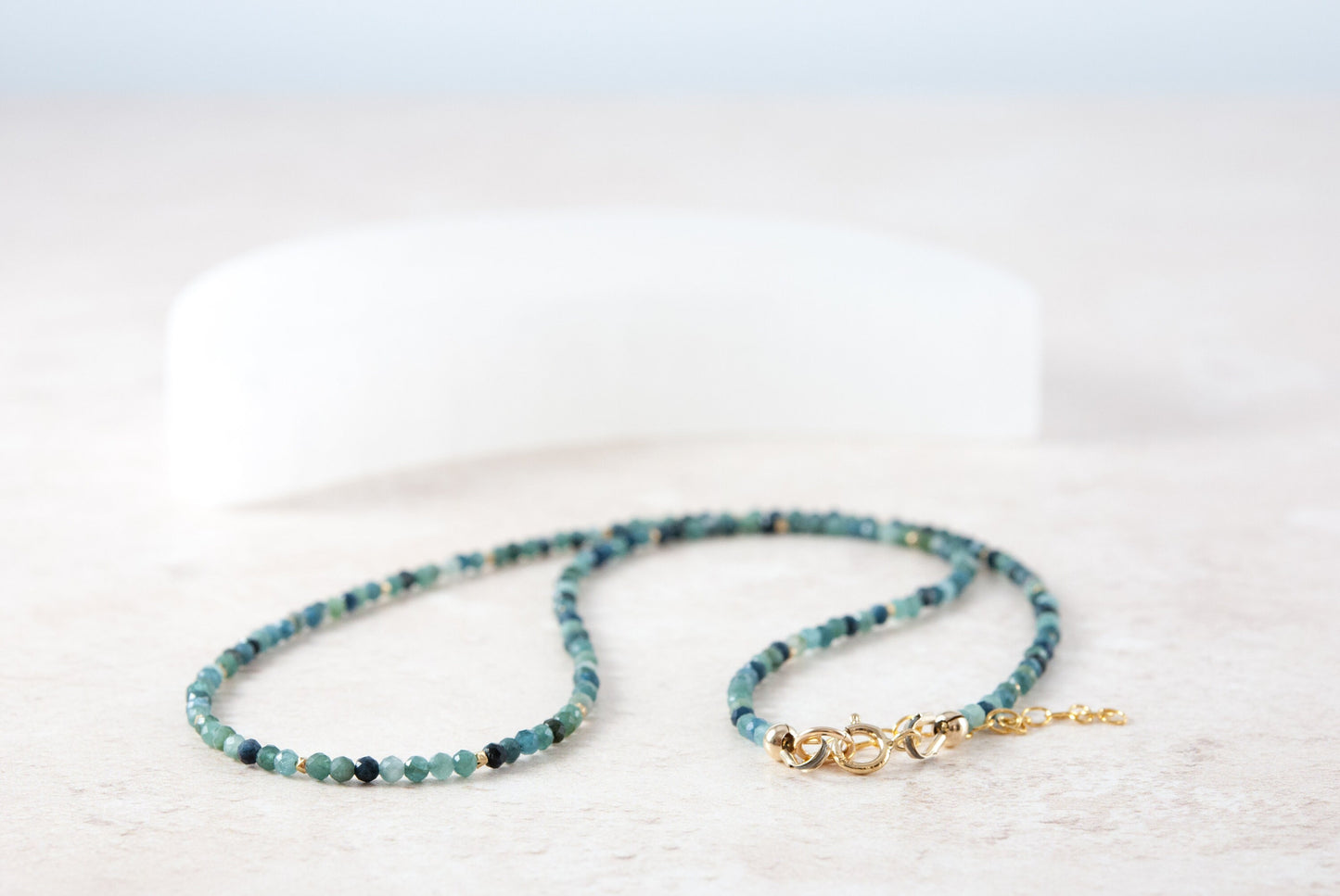 Dainty Blue Tourmaline Gemstone Necklace