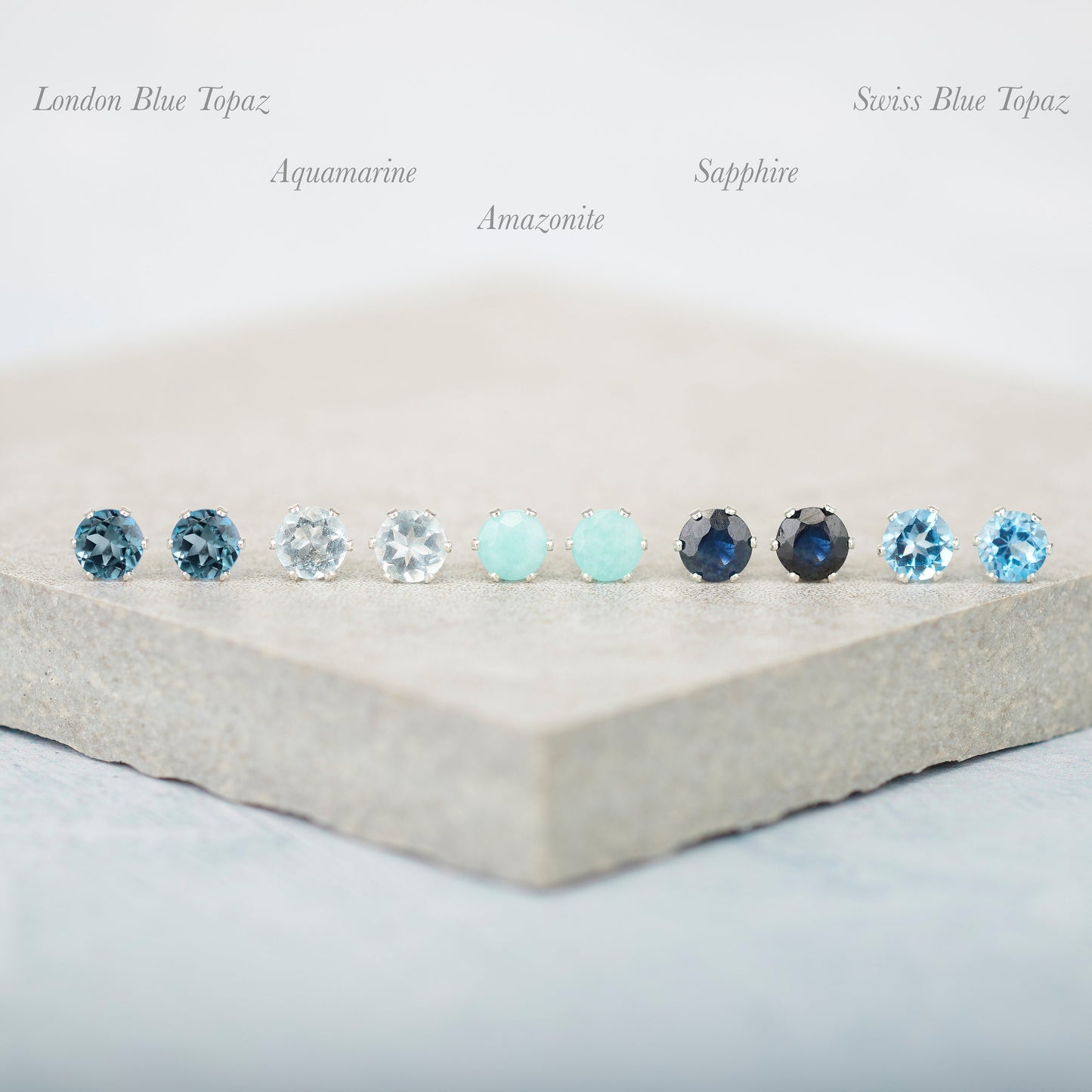 Dainty Rainbow Moonstone Stud Earrings (AAA Grade)