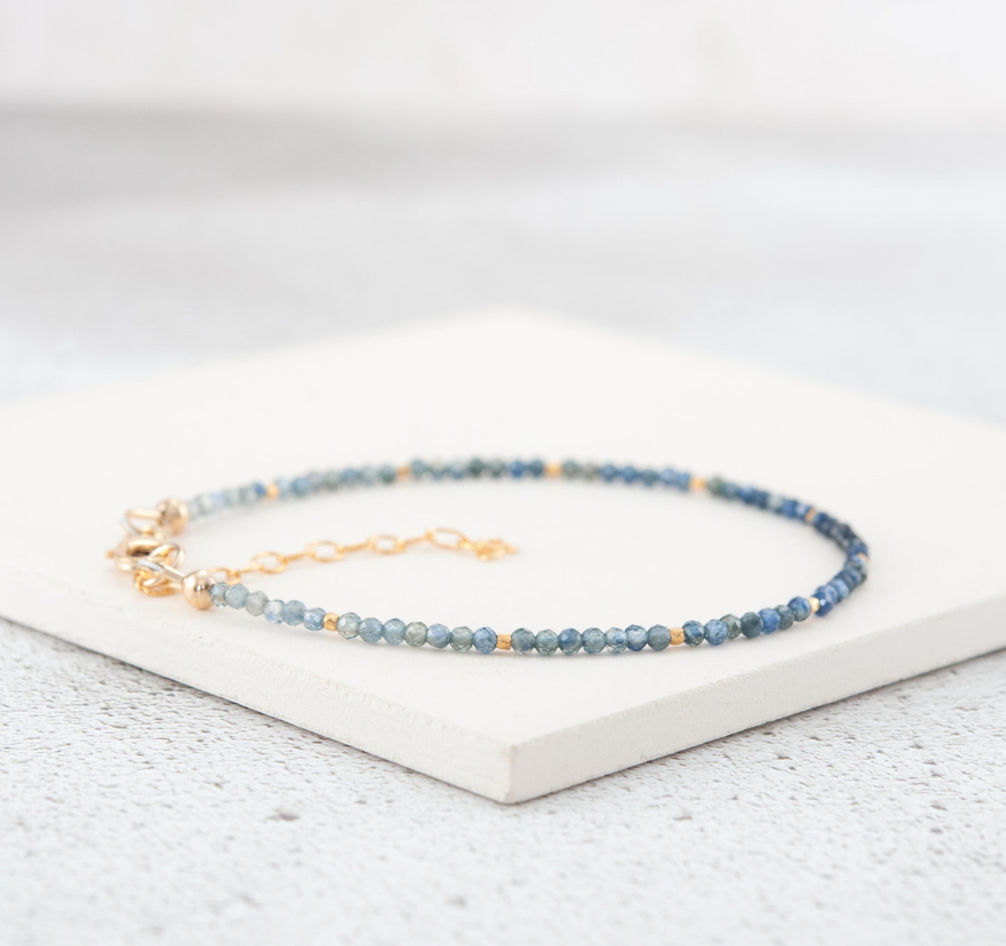 Dainty Blue Sapphire Ombre / Shaded Gemstone Bracelet