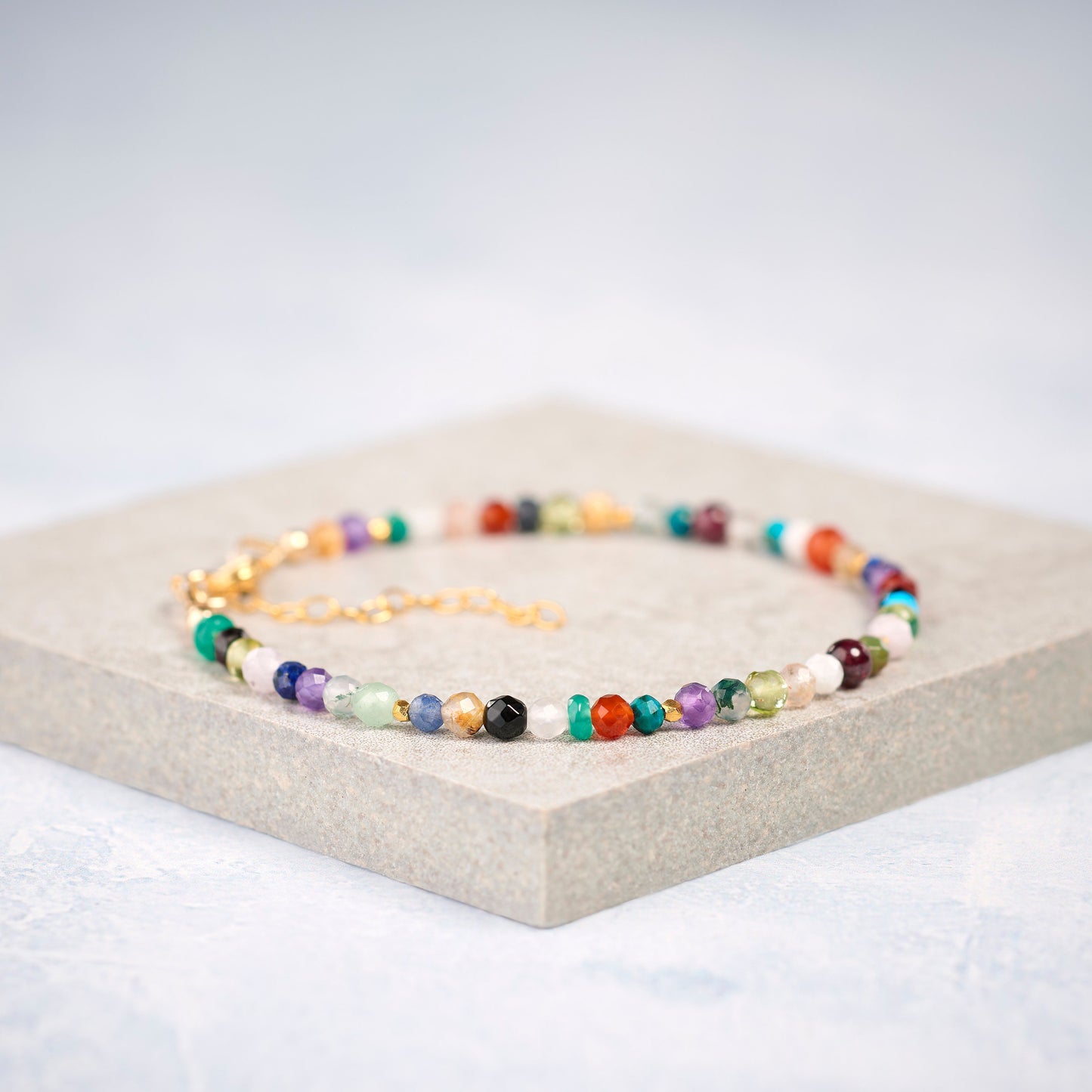 Dainty Rainbow Multi Gemstone Bracelet (3mm)