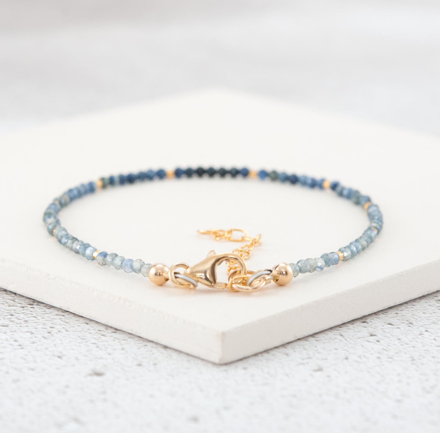 Dainty Blue Sapphire Ombre / Shaded Gemstone Bracelet