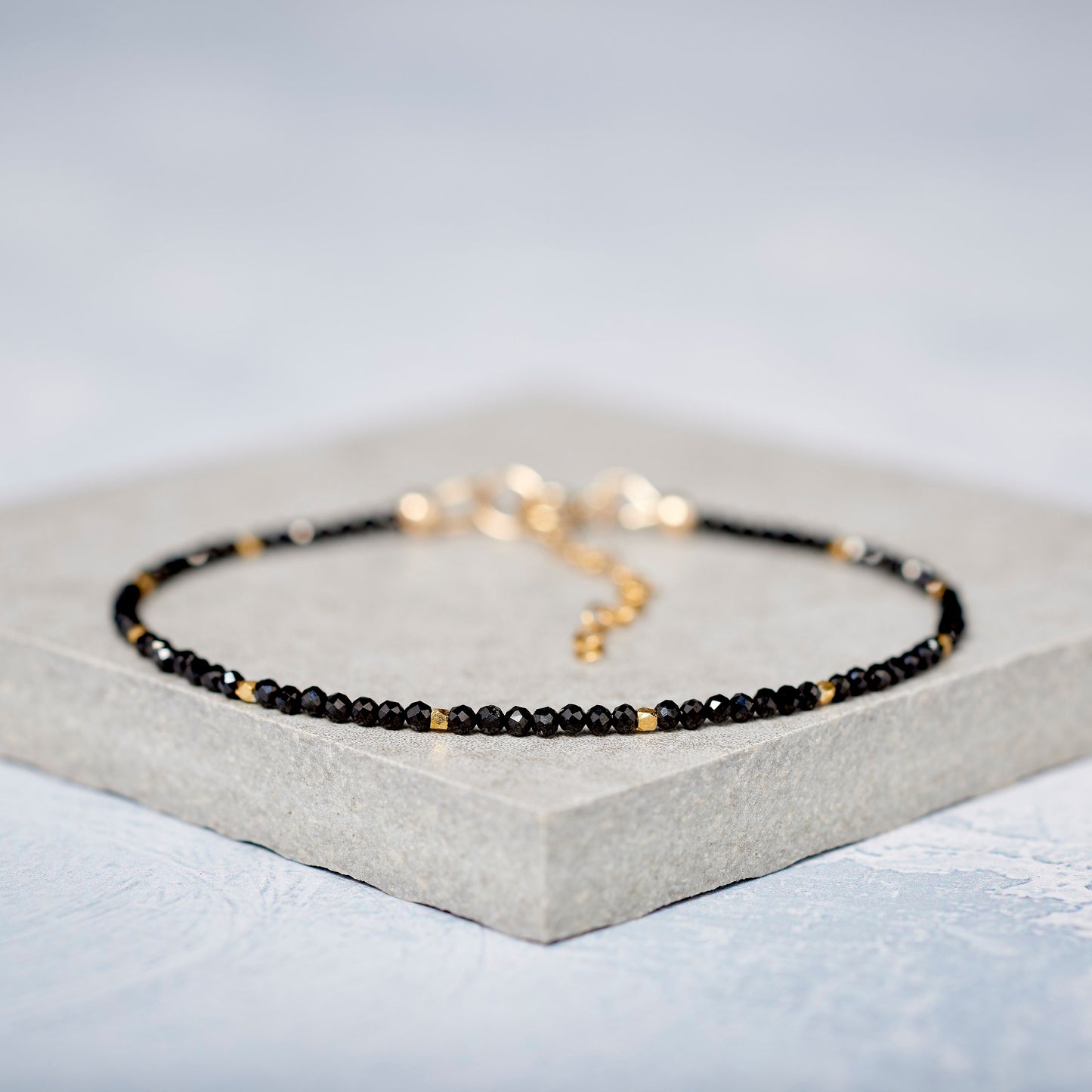 Dainty Black Spinel Gemstone Necklace