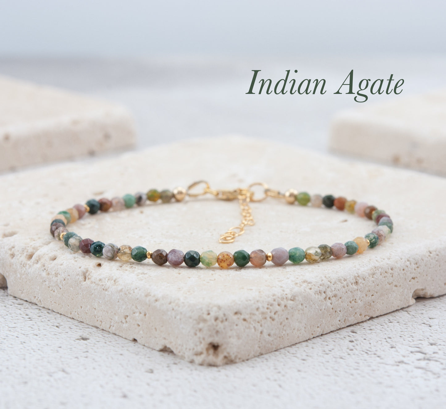 Dainty Indian Agate Gemstone Bracelet