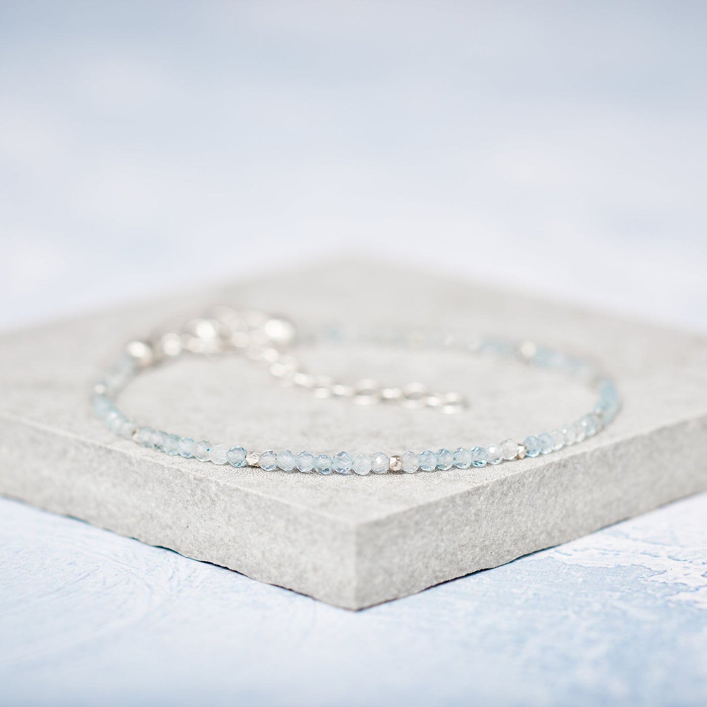 Dainty Aquamarine Gemstone Bracelet