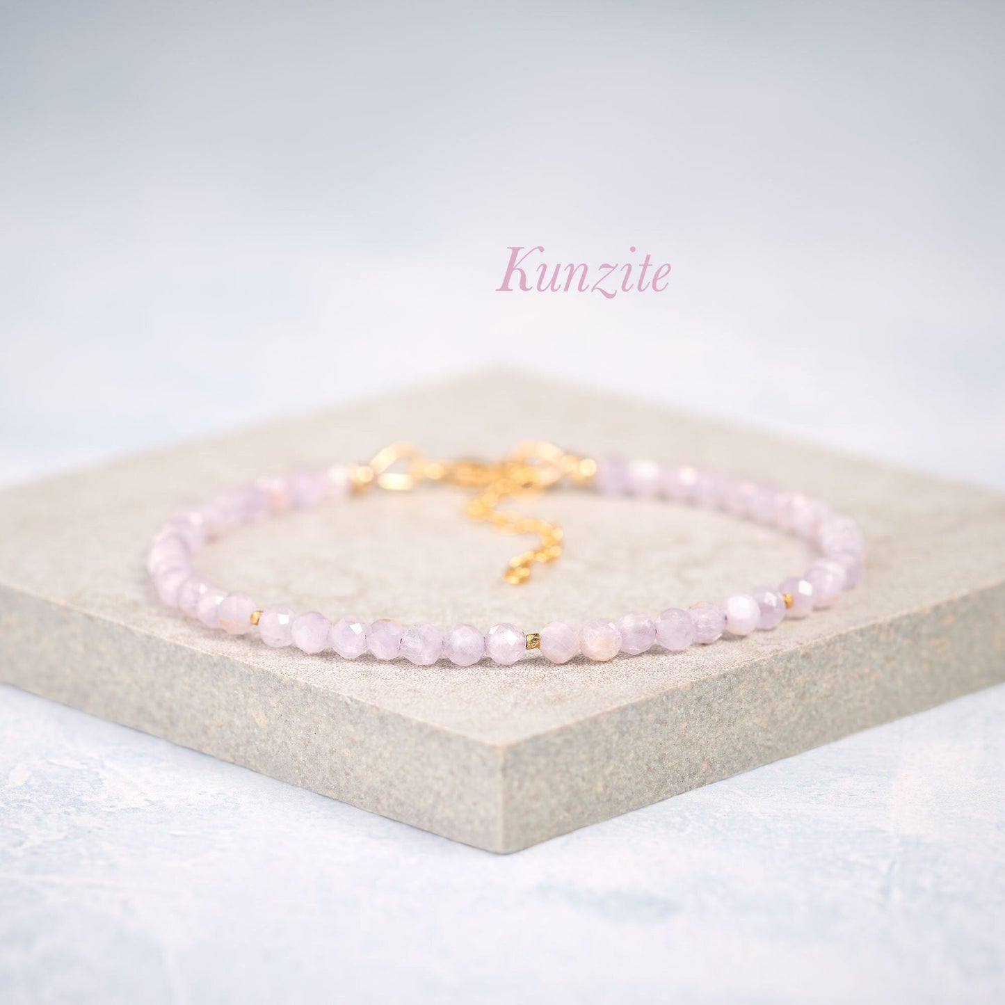 Dainty Kunzite Gemstone Bracelet (3mm)