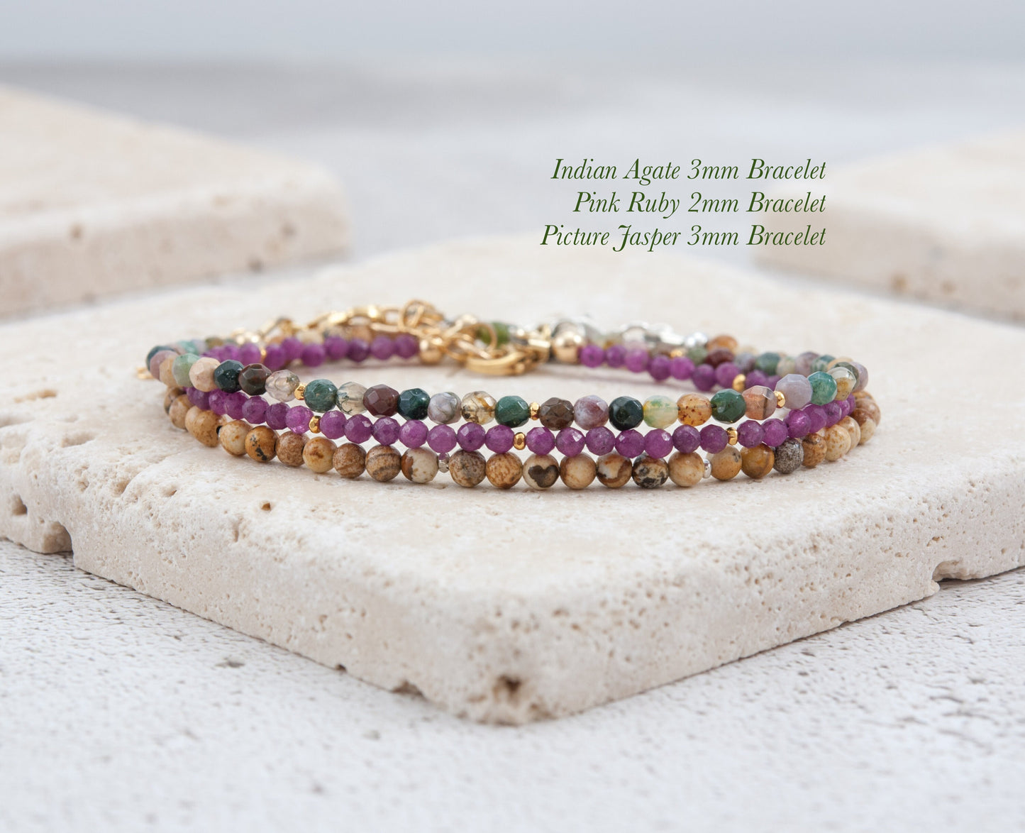 Dainty Indian Agate Gemstone Bracelet