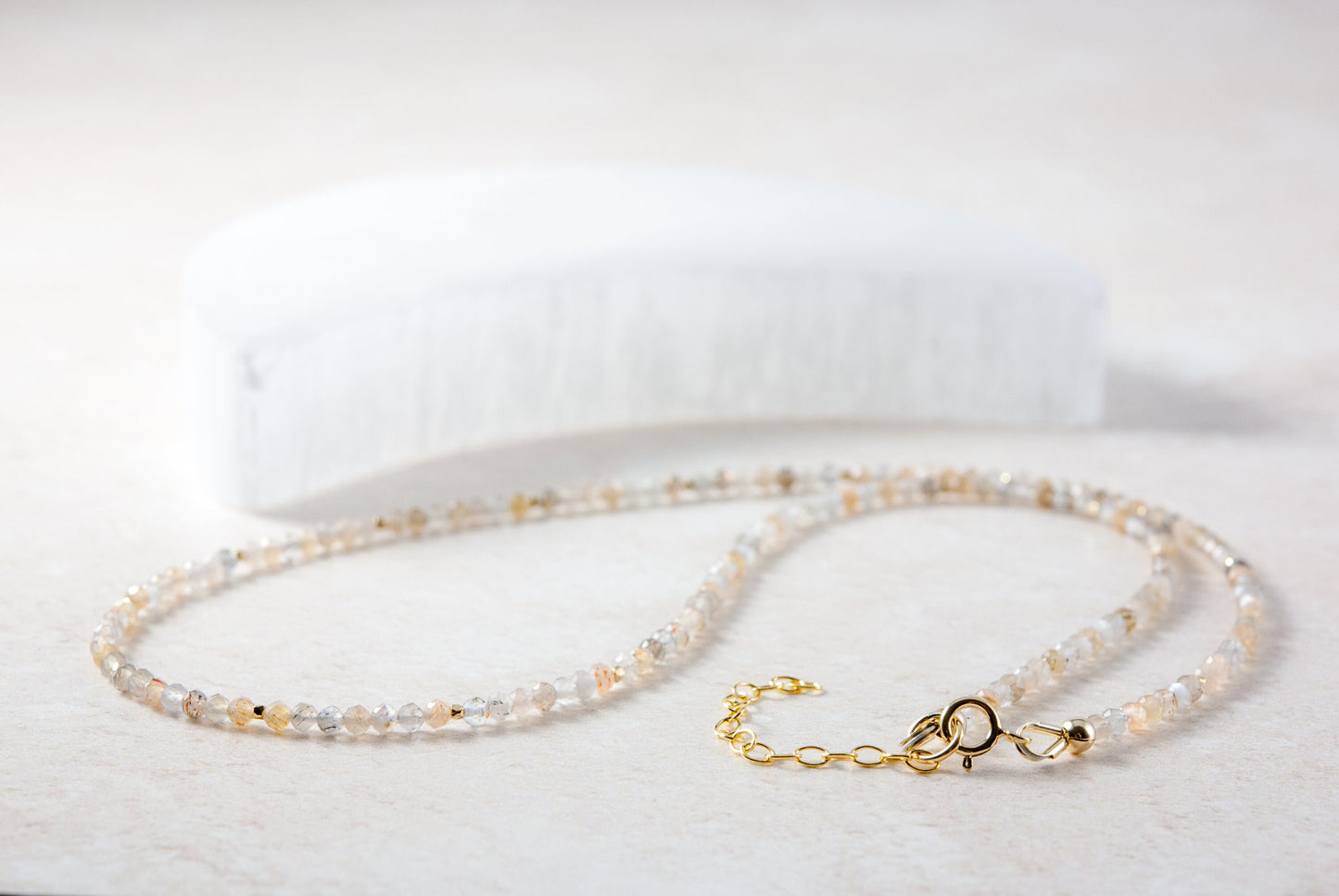 Dainty Sunstone and Moonstone Gemstone Necklace