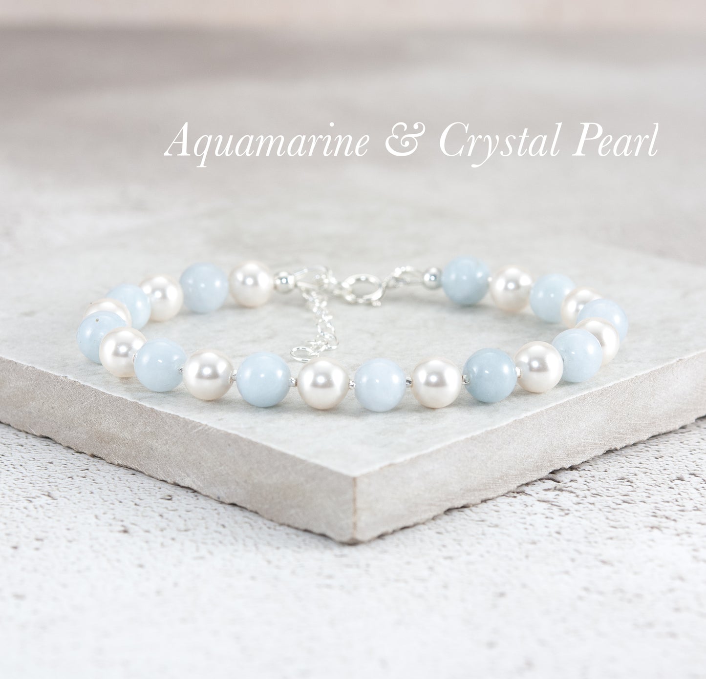 Aquamarine & Crystal Pearl Gemstone Bracelet