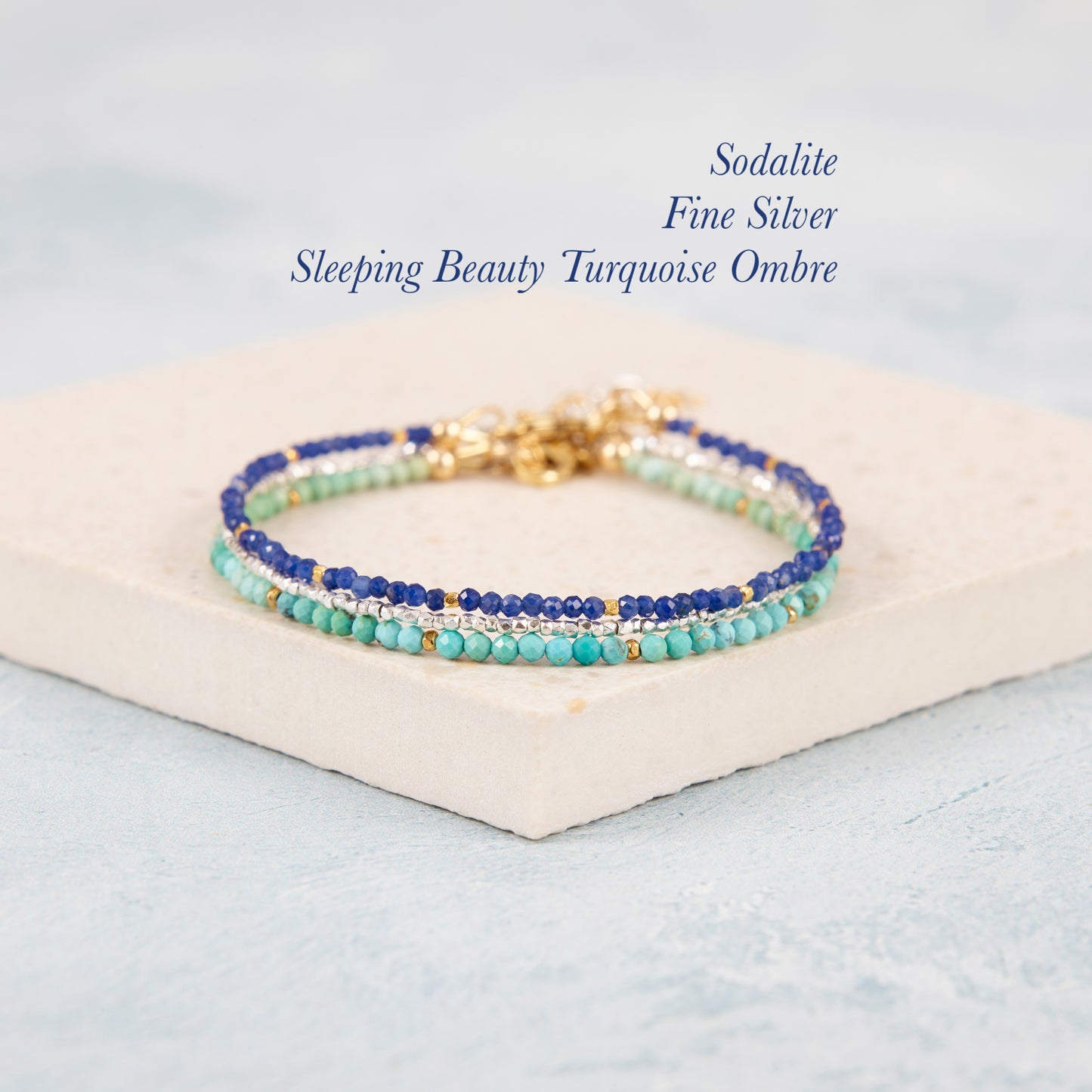 Sleeping Beauty Turquoise Dainty Bracelet, Ombre Blue & Green