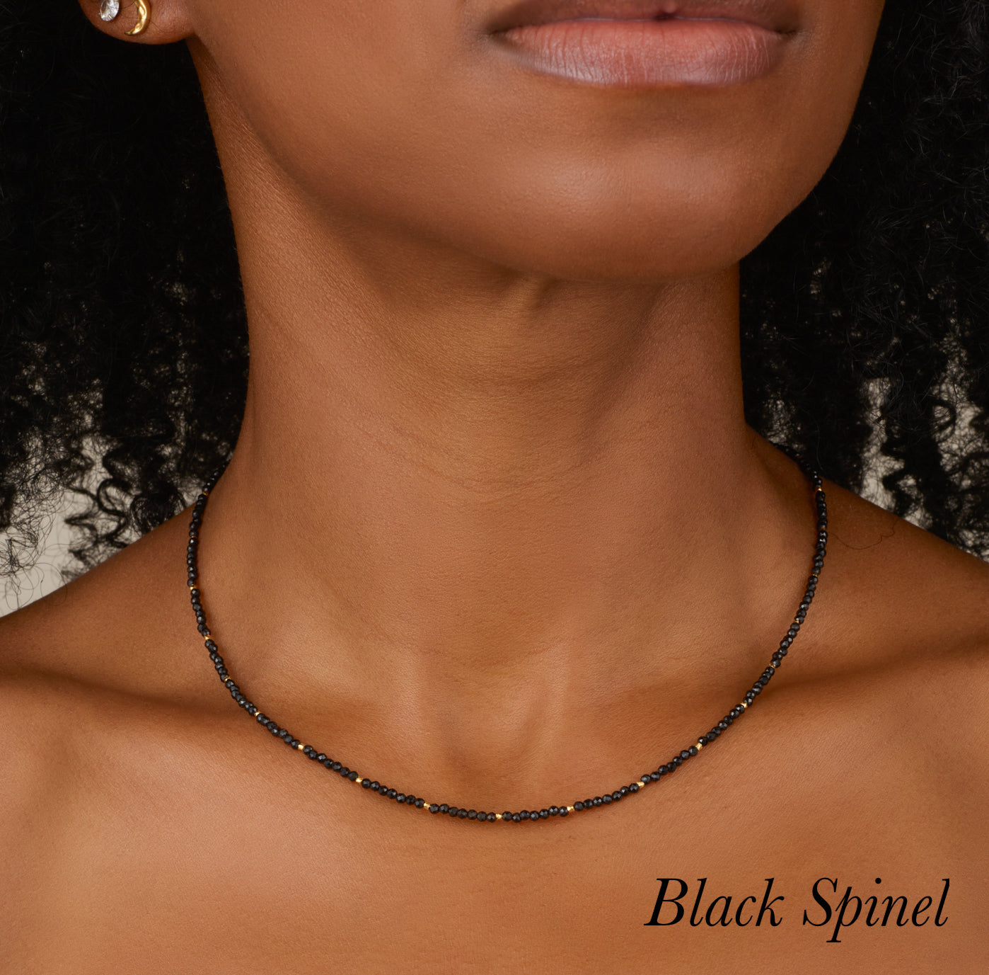 Dainty Black Spinel Gemstone Necklace