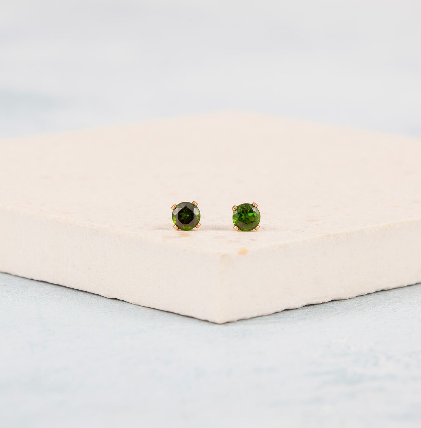 Dainty Chrome Diopside Gemstone Stud Earrings