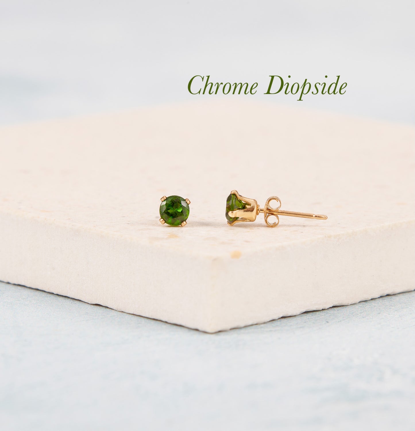 Dainty Chrome Diopside Gemstone Stud Earrings