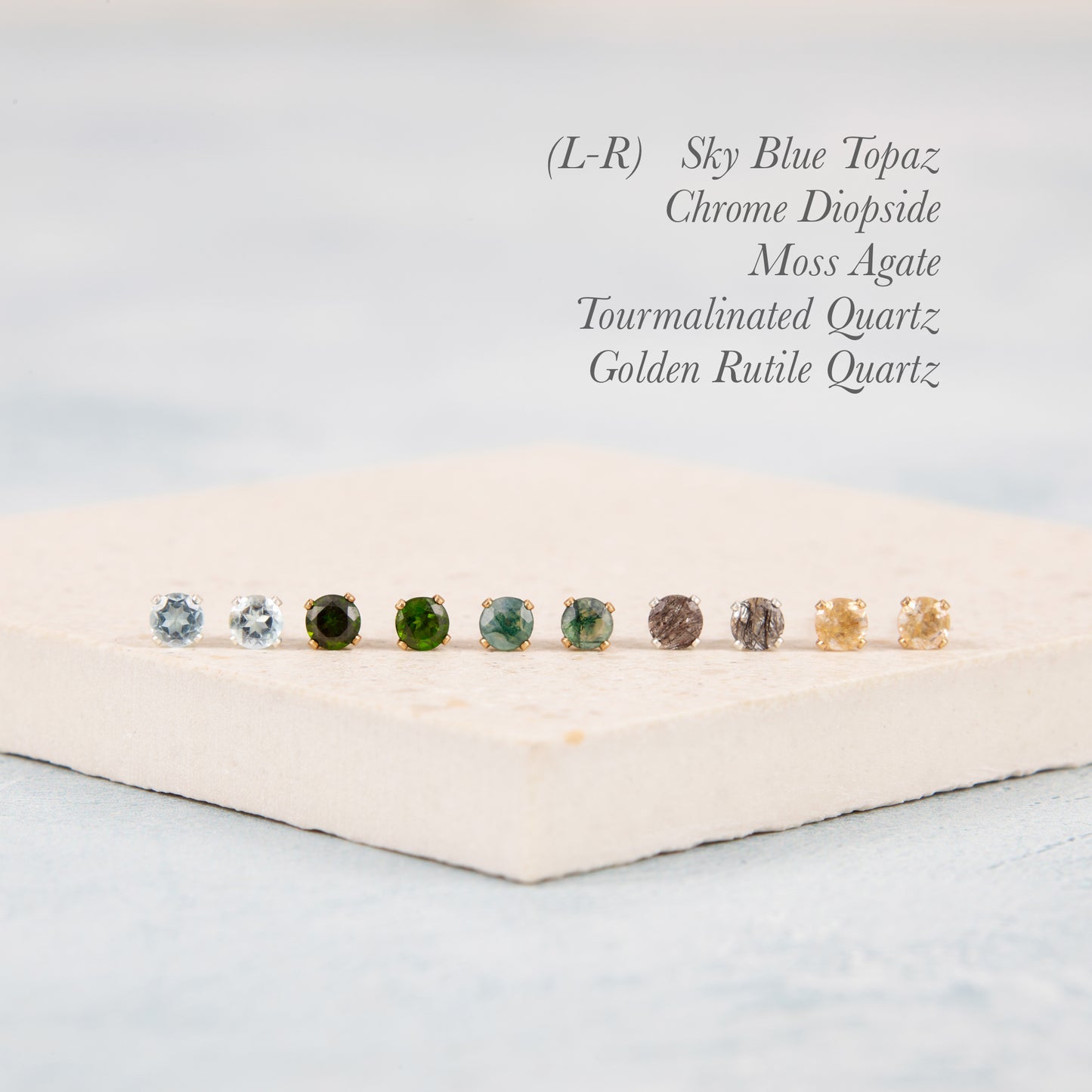Dainty Sky Blue Topaz Gemstone Stud Earrings