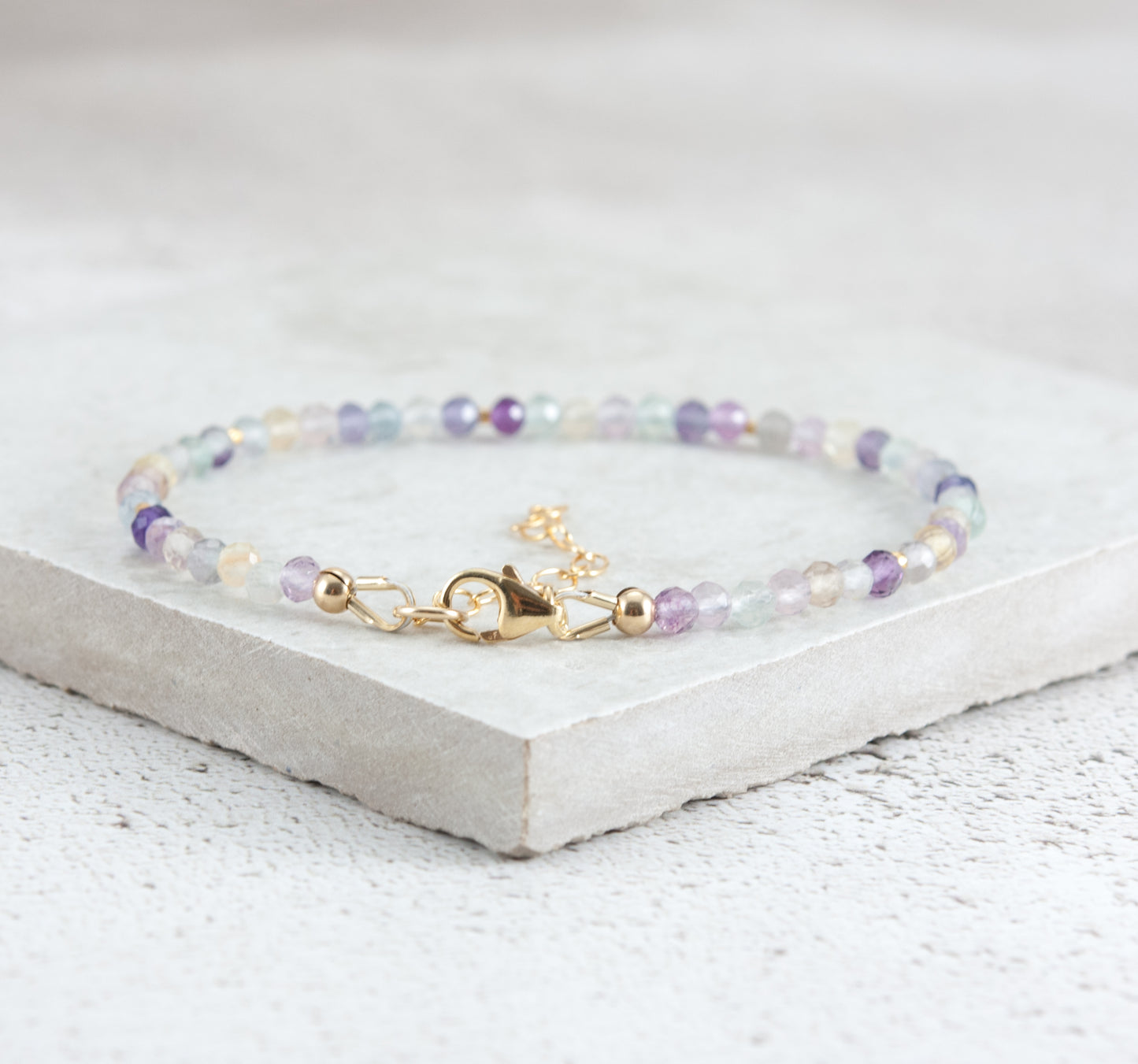 Dainty Fluorite Gemstone Bracelet (AAA Grade)