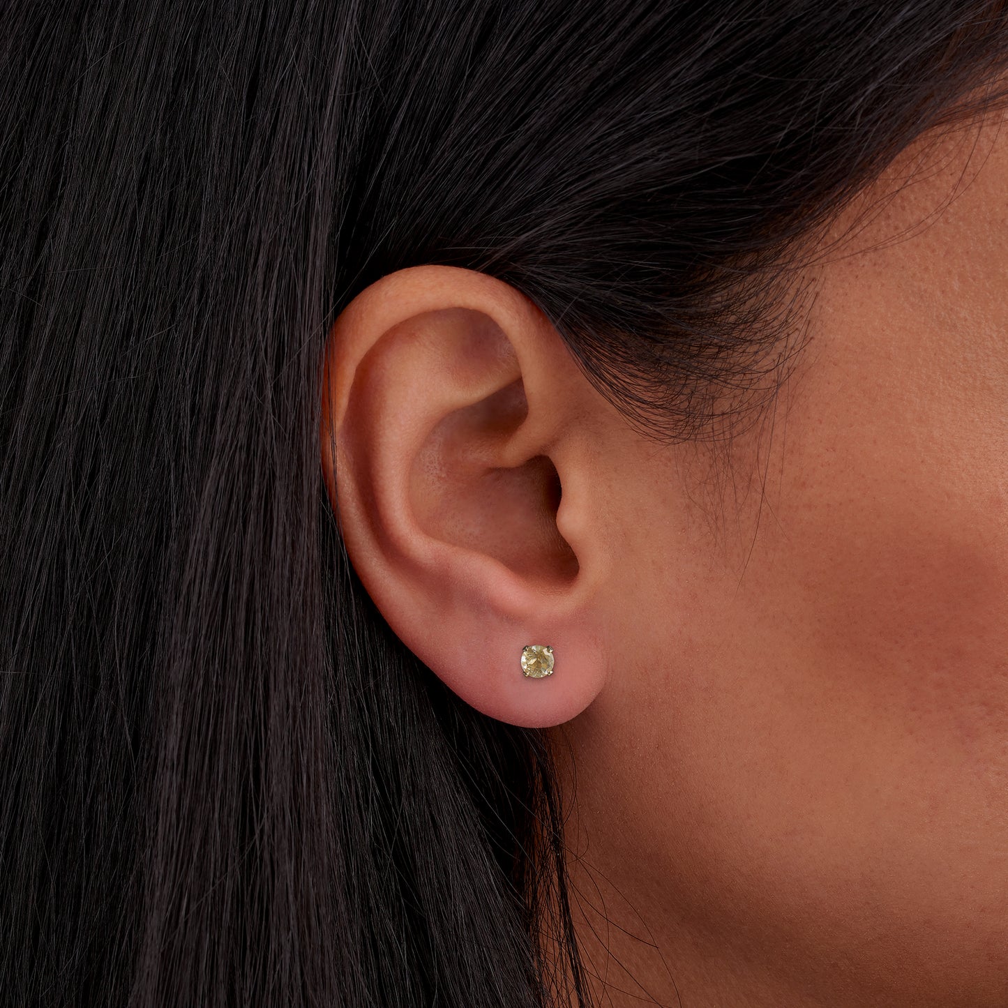 Dainty Golden Rutile Quartz Gemstone Stud Earrings