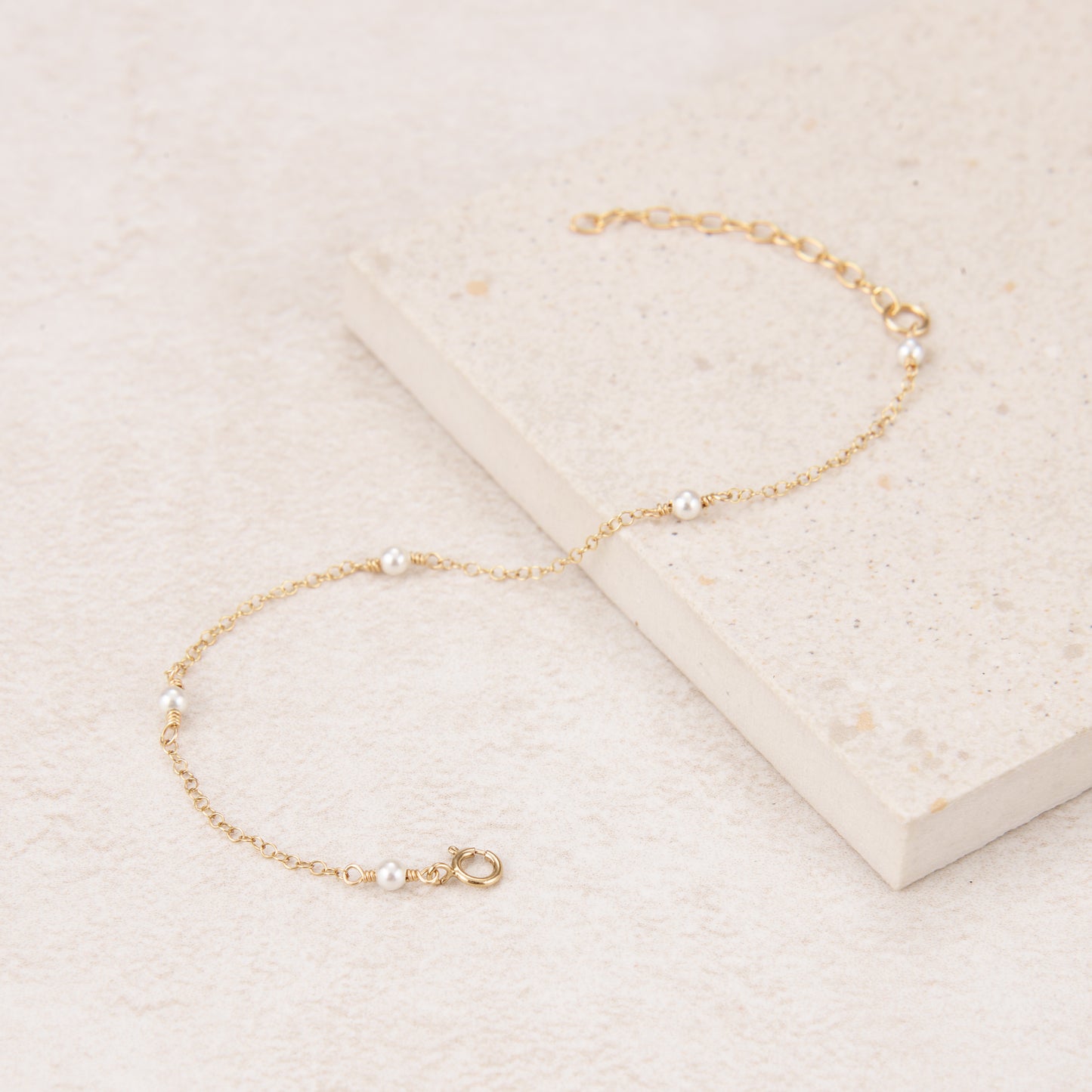 Dainty Gold Fill Pearl Stations Bracelet
