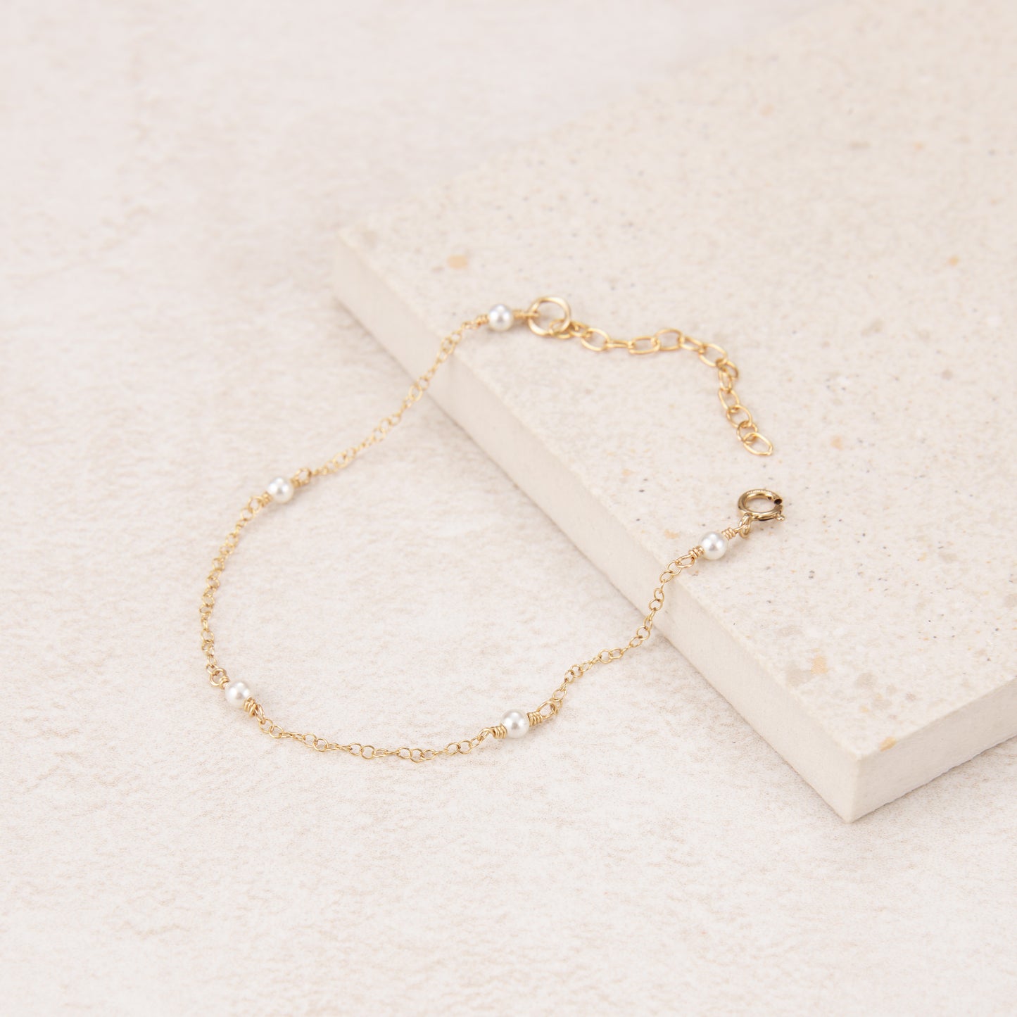 Dainty Gold Fill Pearl Stations Bracelet