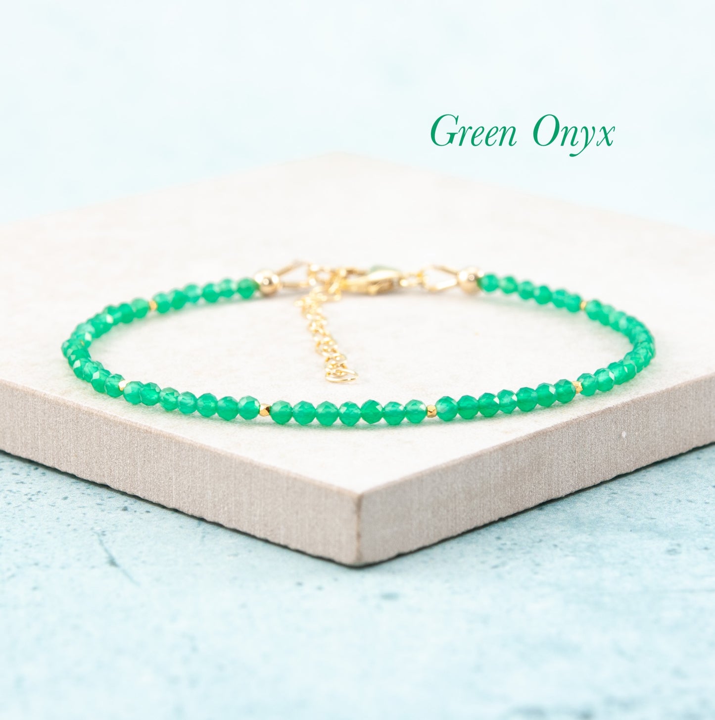 Dainty Green Onyx Gemstone Bracelet