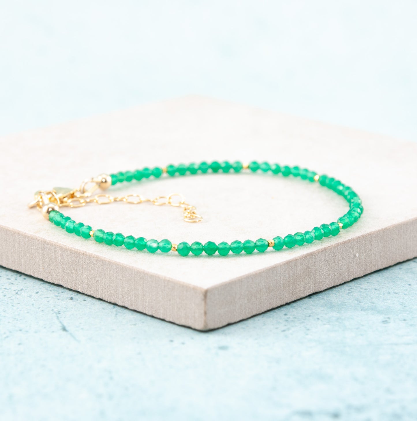 Dainty Green Onyx Gemstone Bracelet
