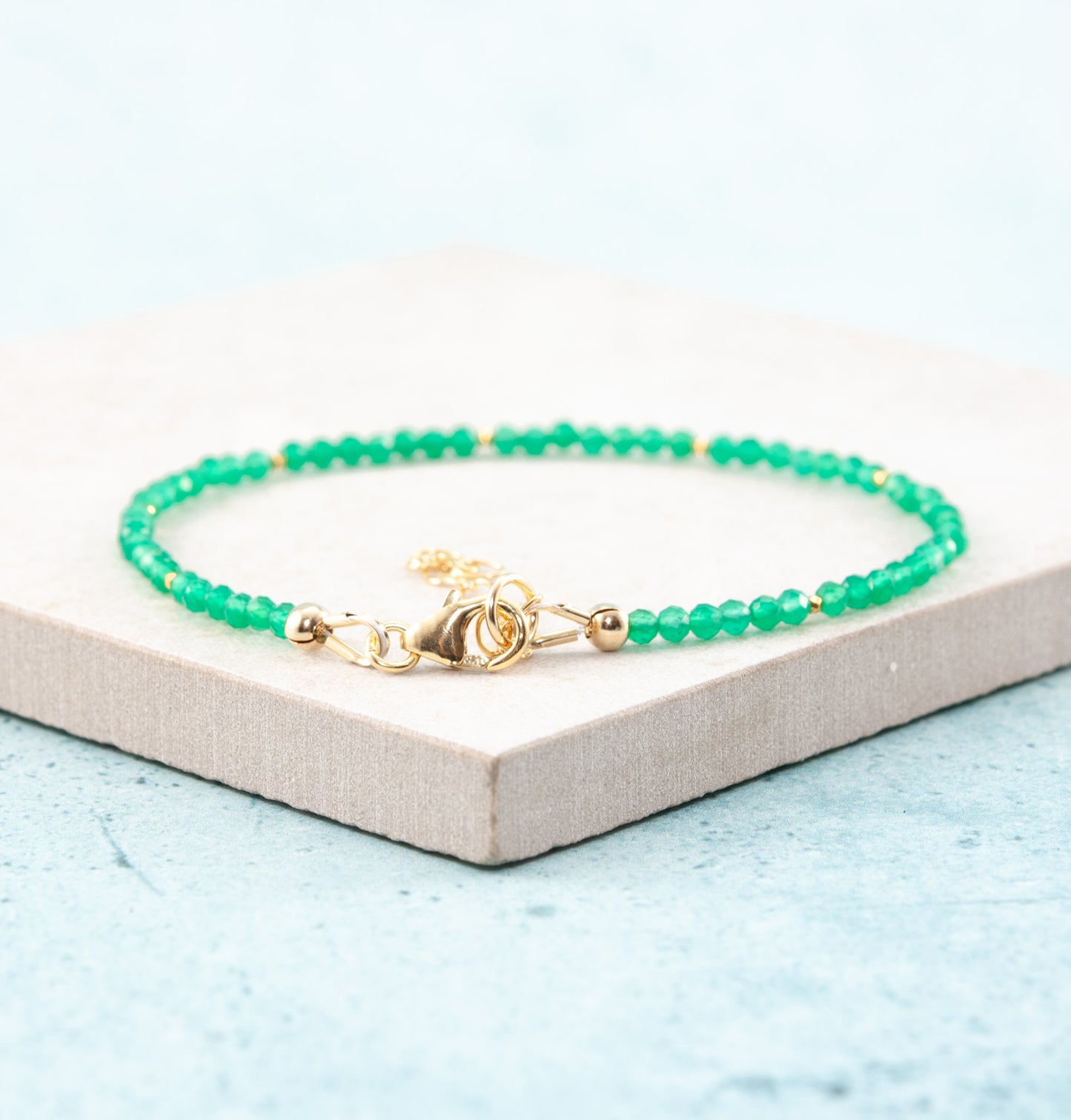 Dainty Green Onyx Gemstone Bracelet