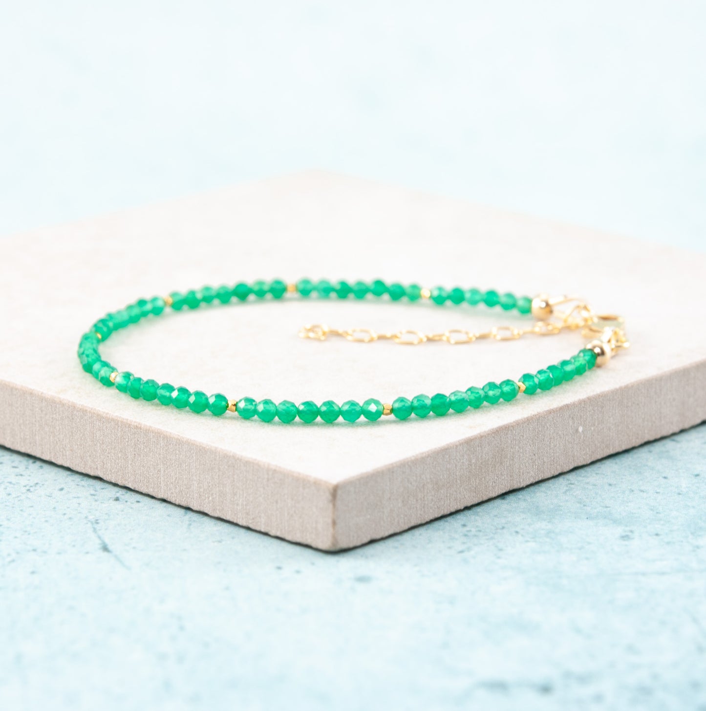 Dainty Green Onyx Gemstone Bracelet