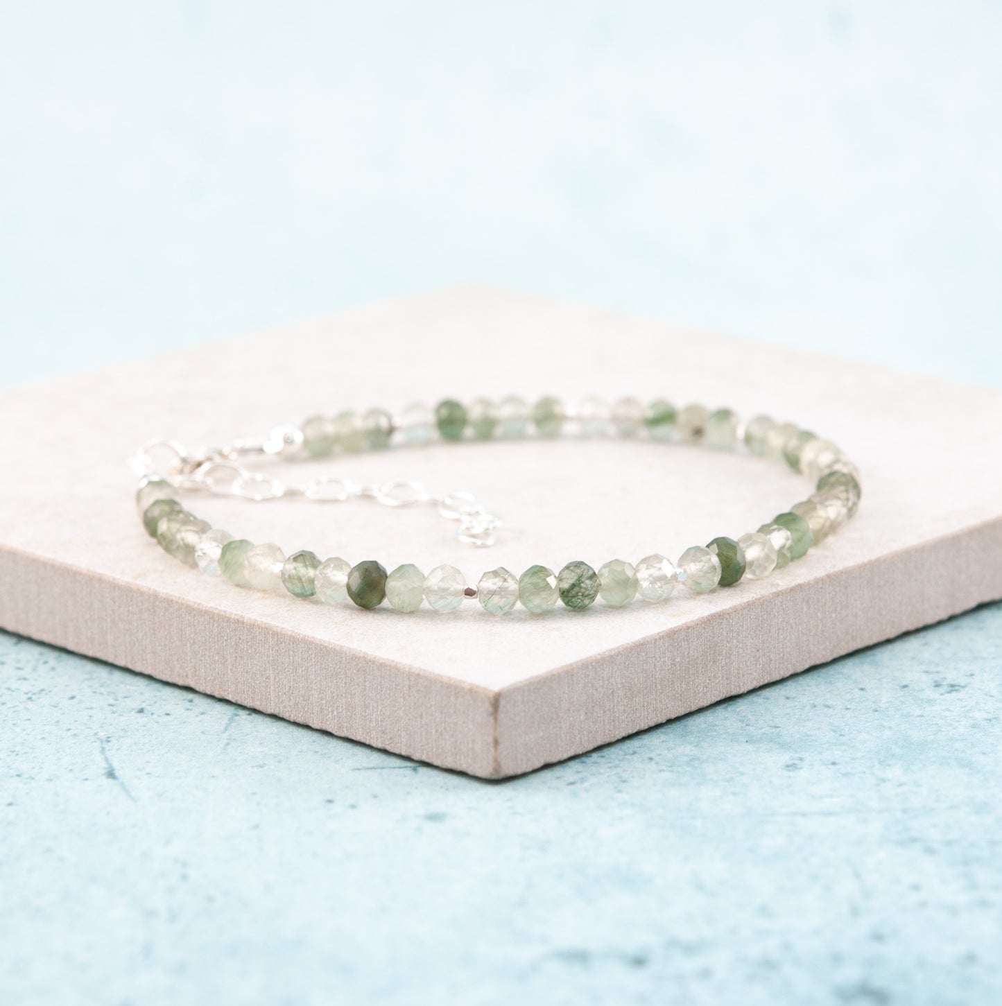 Green Moss / Rutile Quartz Gemstone Bracelet